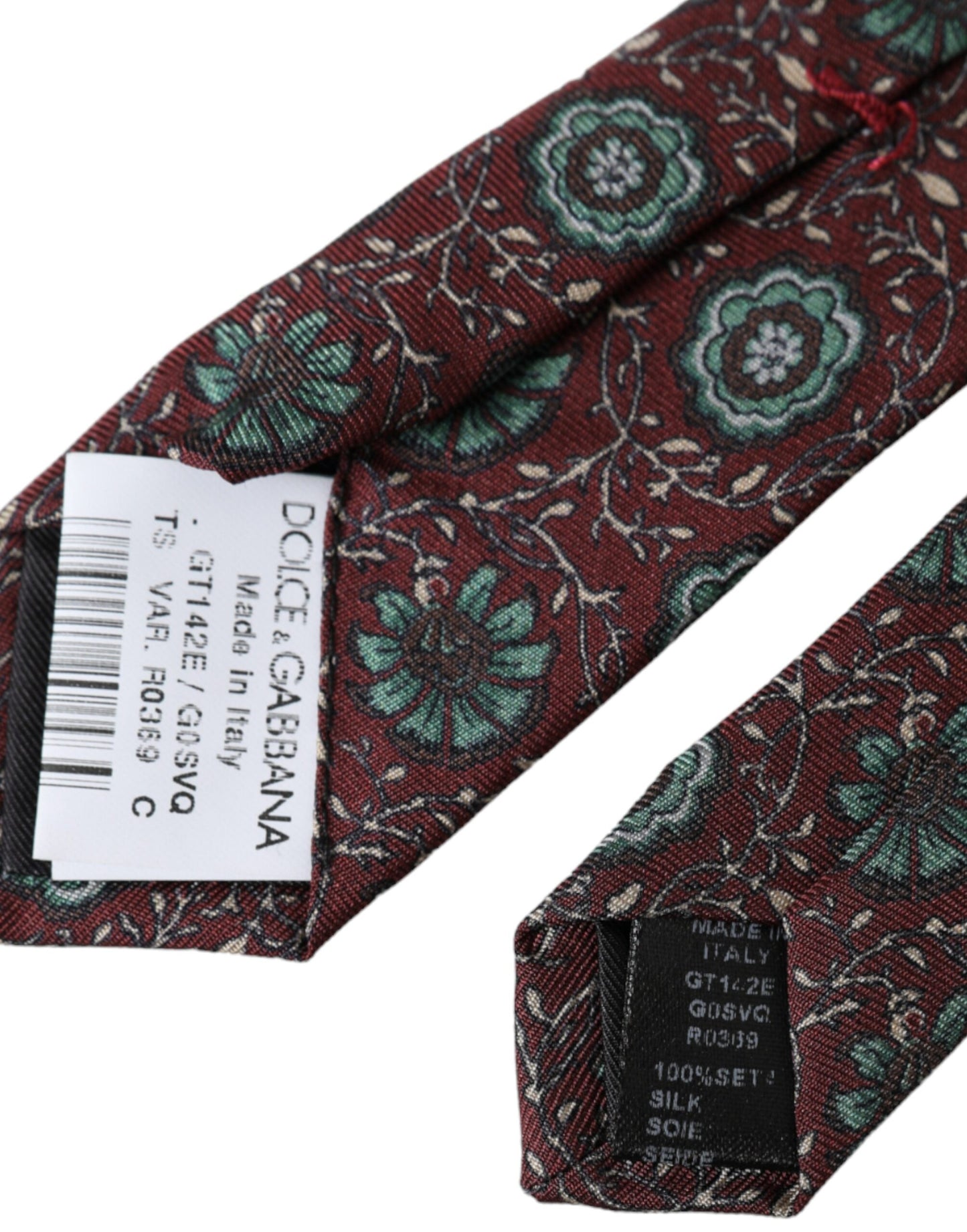 Dolce & Gabbana Cravatta da uomo regolabile in seta 100% con motivo floreale color marrone