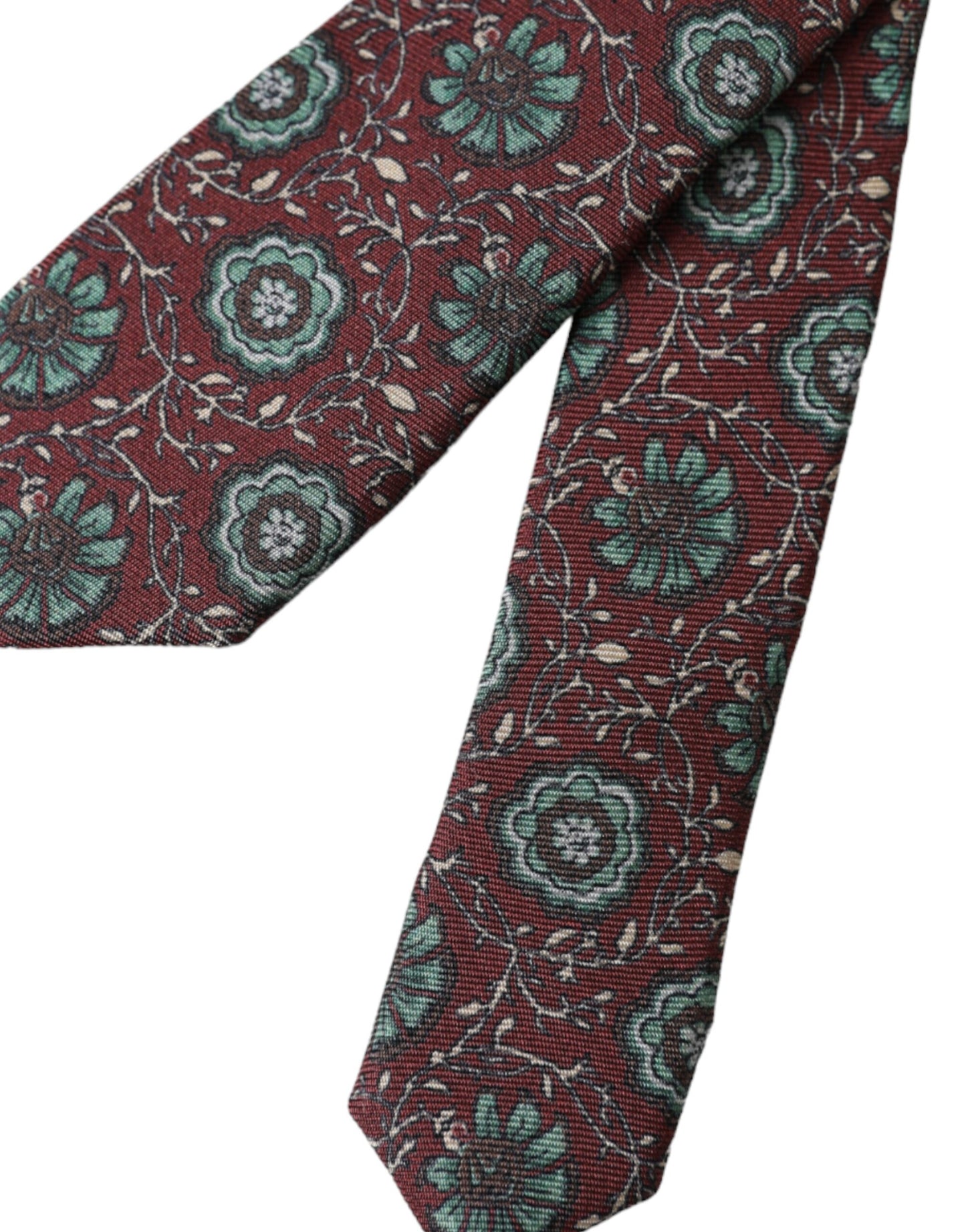 Dolce & Gabbana Cravatta da uomo regolabile in seta 100% con motivo floreale color marrone