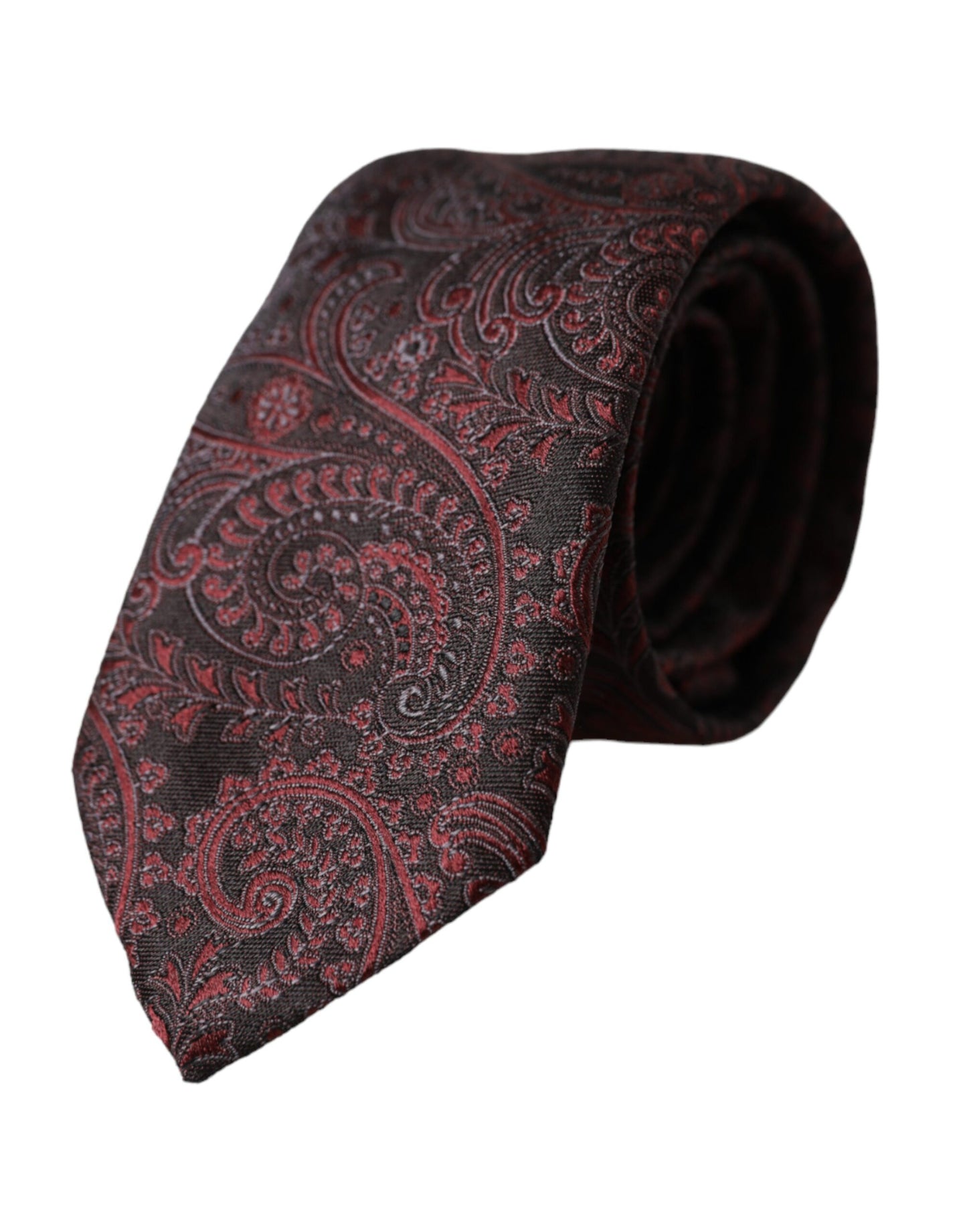 Cravatta regolabile da uomo in seta con motivo bordeaux Dolce & Gabbana