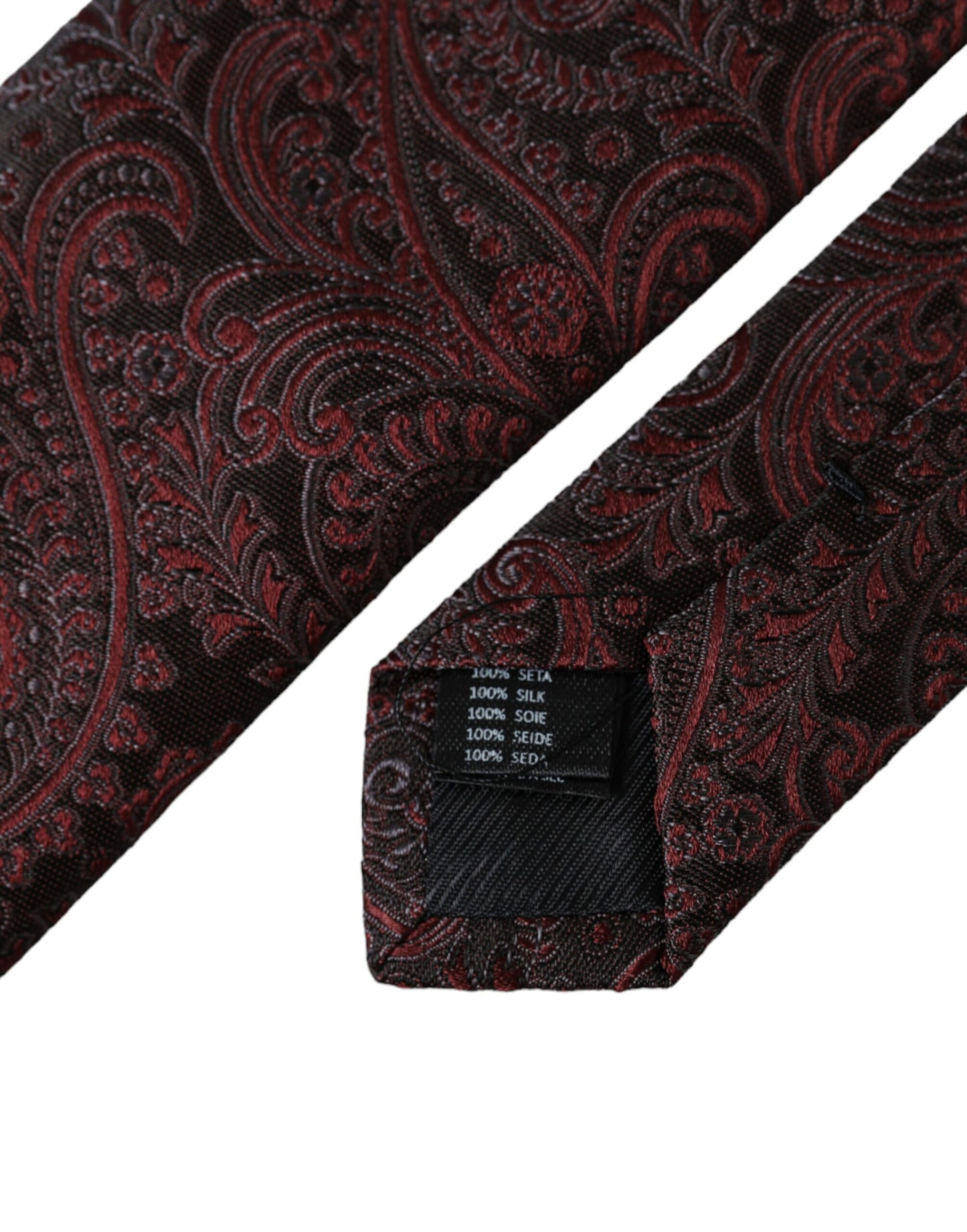 Cravatta regolabile da uomo in seta con motivo bordeaux Dolce & Gabbana