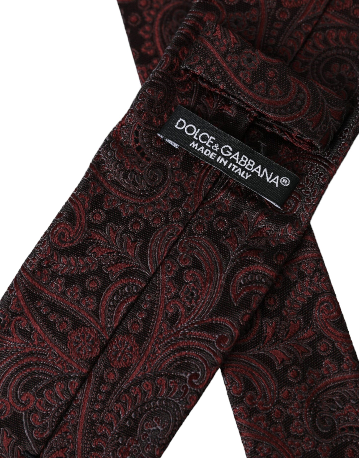 Cravatta regolabile da uomo in seta con motivo bordeaux Dolce & Gabbana