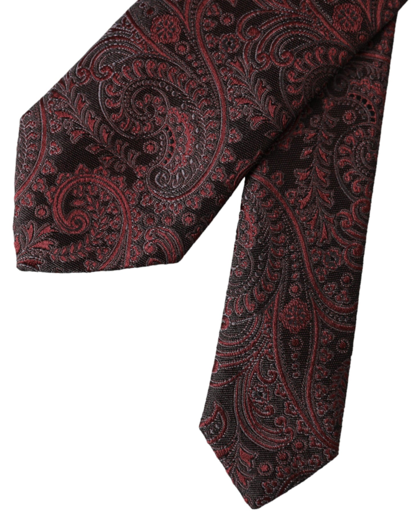 Cravatta regolabile da uomo in seta con motivo bordeaux Dolce & Gabbana