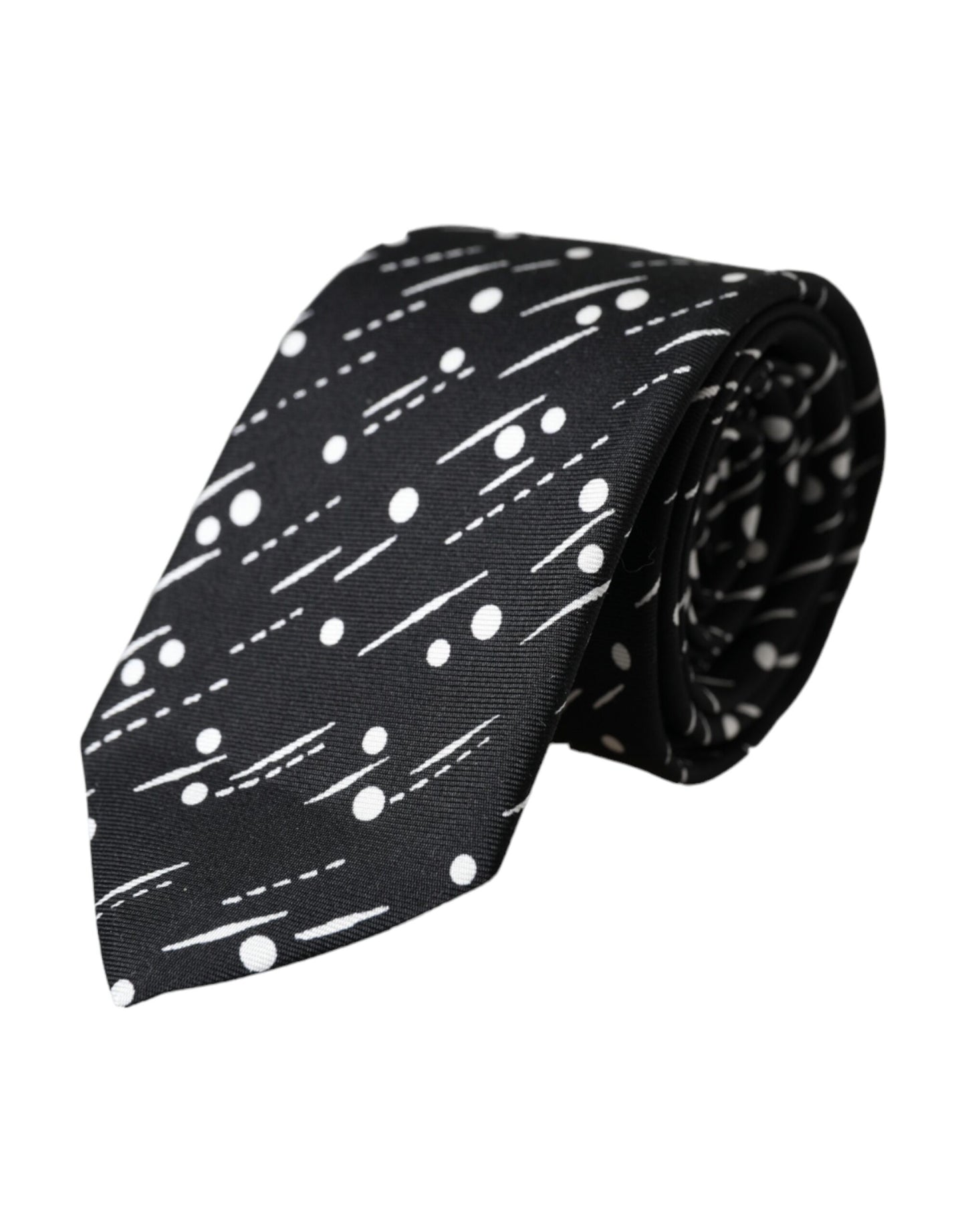 Cravatta regolabile Dolce & Gabbana in seta nera a pois 100%