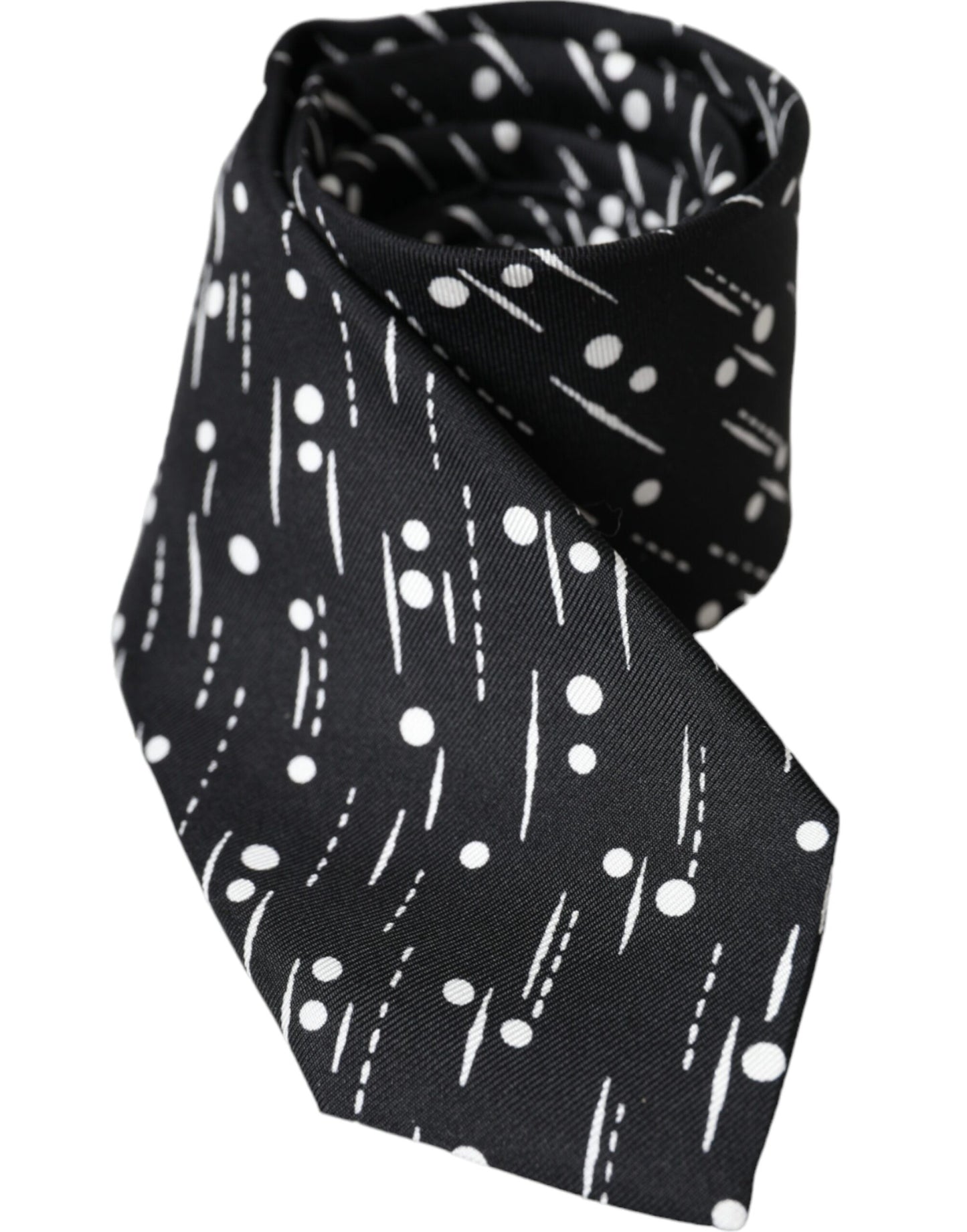 Cravatta regolabile Dolce & Gabbana in seta nera a pois 100%