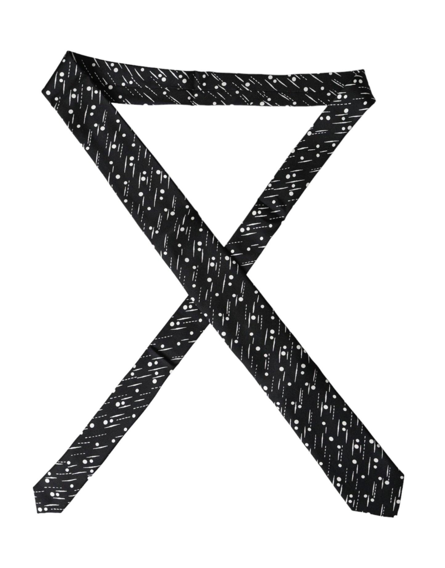 Cravatta regolabile Dolce & Gabbana in seta nera a pois 100%