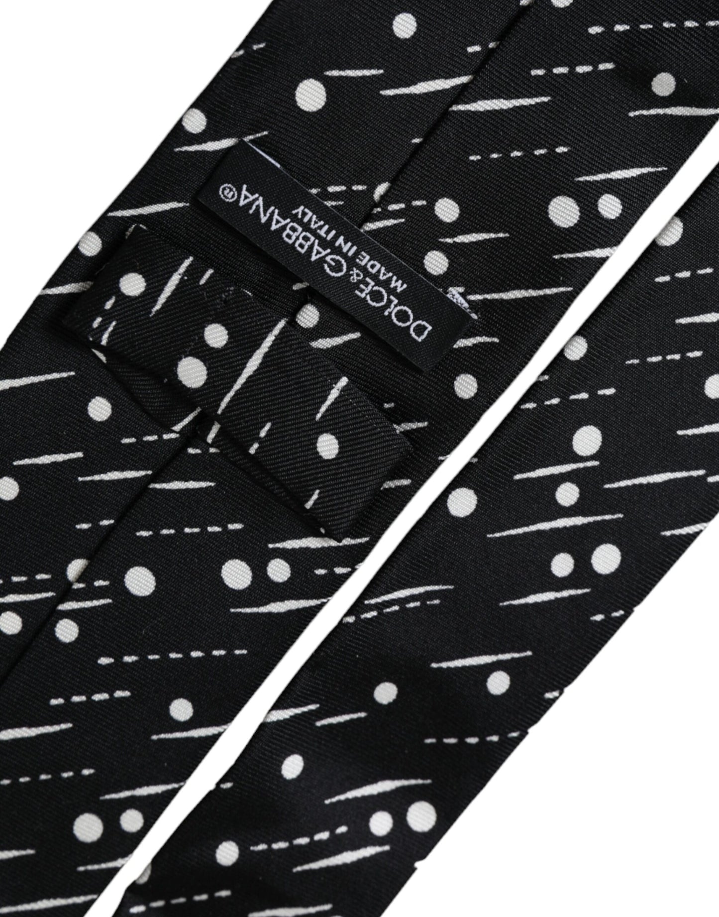Cravatta regolabile Dolce & Gabbana in seta nera a pois 100%