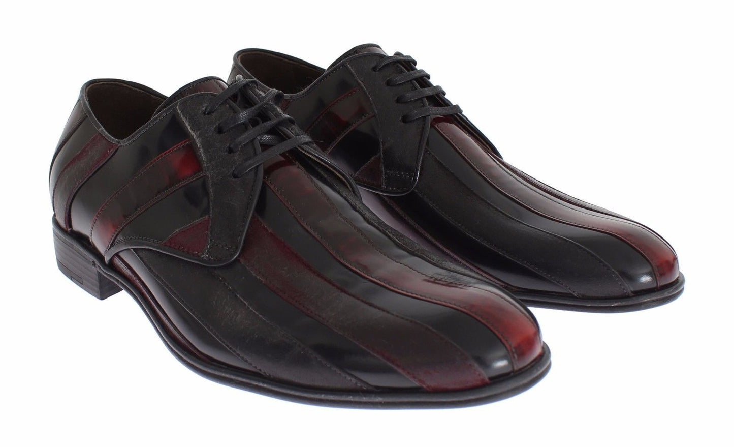 Dolce & Gabbana eleganti scarpe eleganti in pelle a righe bordeaux nere