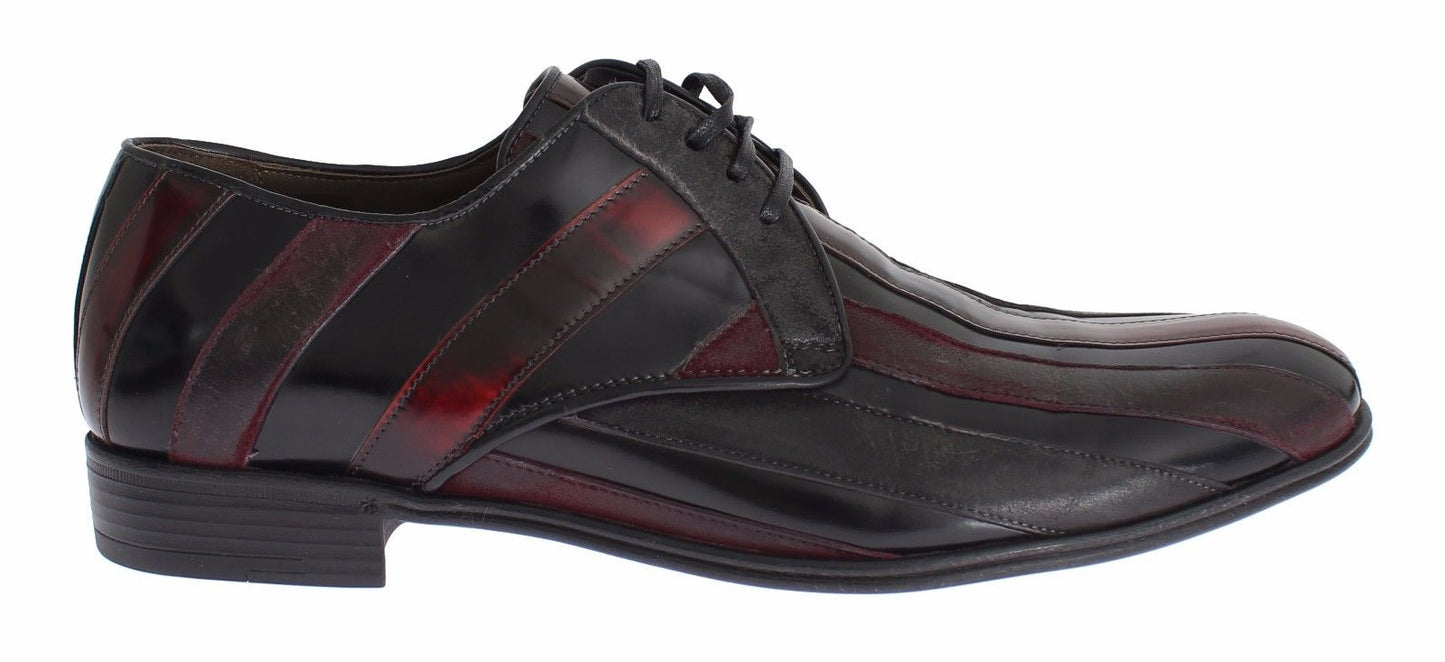 Dolce & Gabbana eleganti scarpe eleganti in pelle a righe bordeaux nere