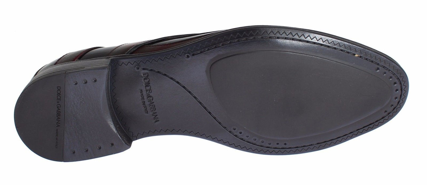 Dolce & Gabbana eleganti scarpe eleganti in pelle a righe bordeaux nere