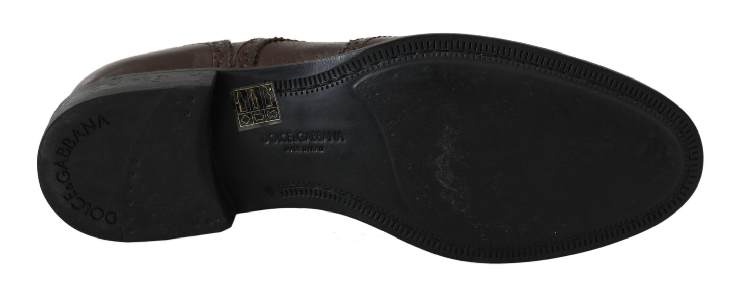 Dolce & Gabbana Eleganti Derby Brogues in Pelle Marrone