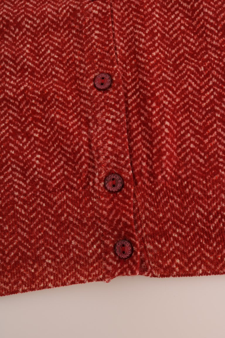 Maglione cardigan in lana rossa Dolce & Gabbana