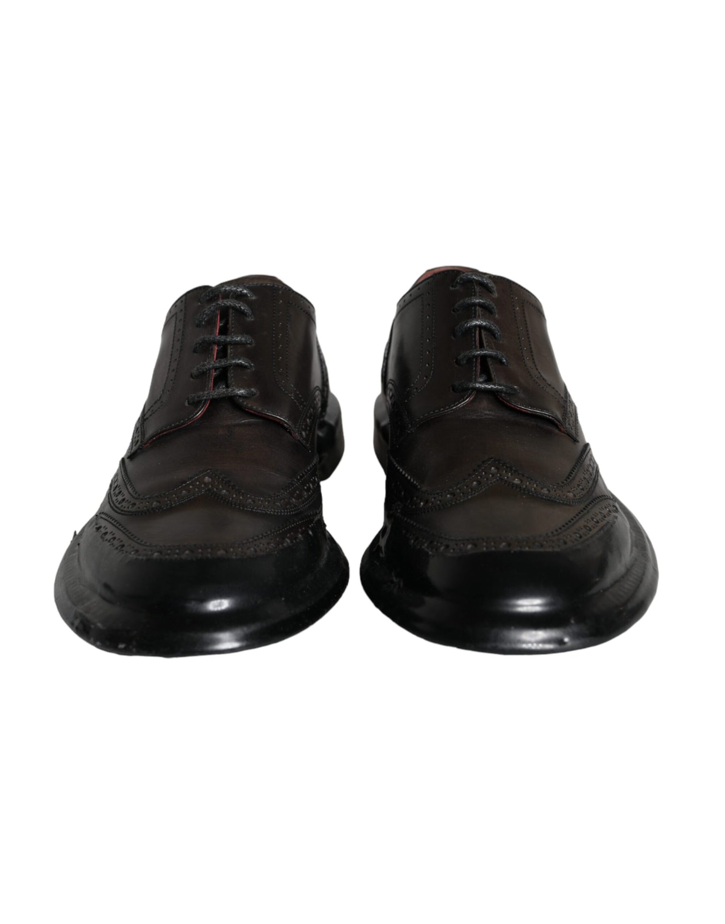Scarpe da uomo formali Dolce & Gabbana in pelle nera Oxford con punta a coda di rondine