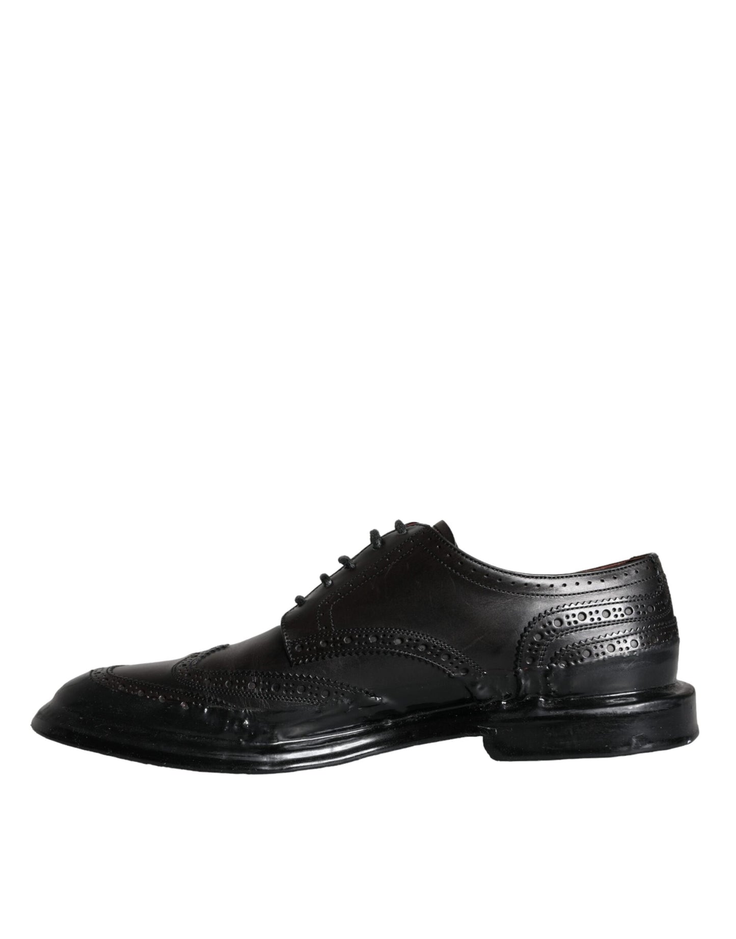Scarpe da uomo formali Dolce & Gabbana in pelle nera Oxford con punta a coda di rondine