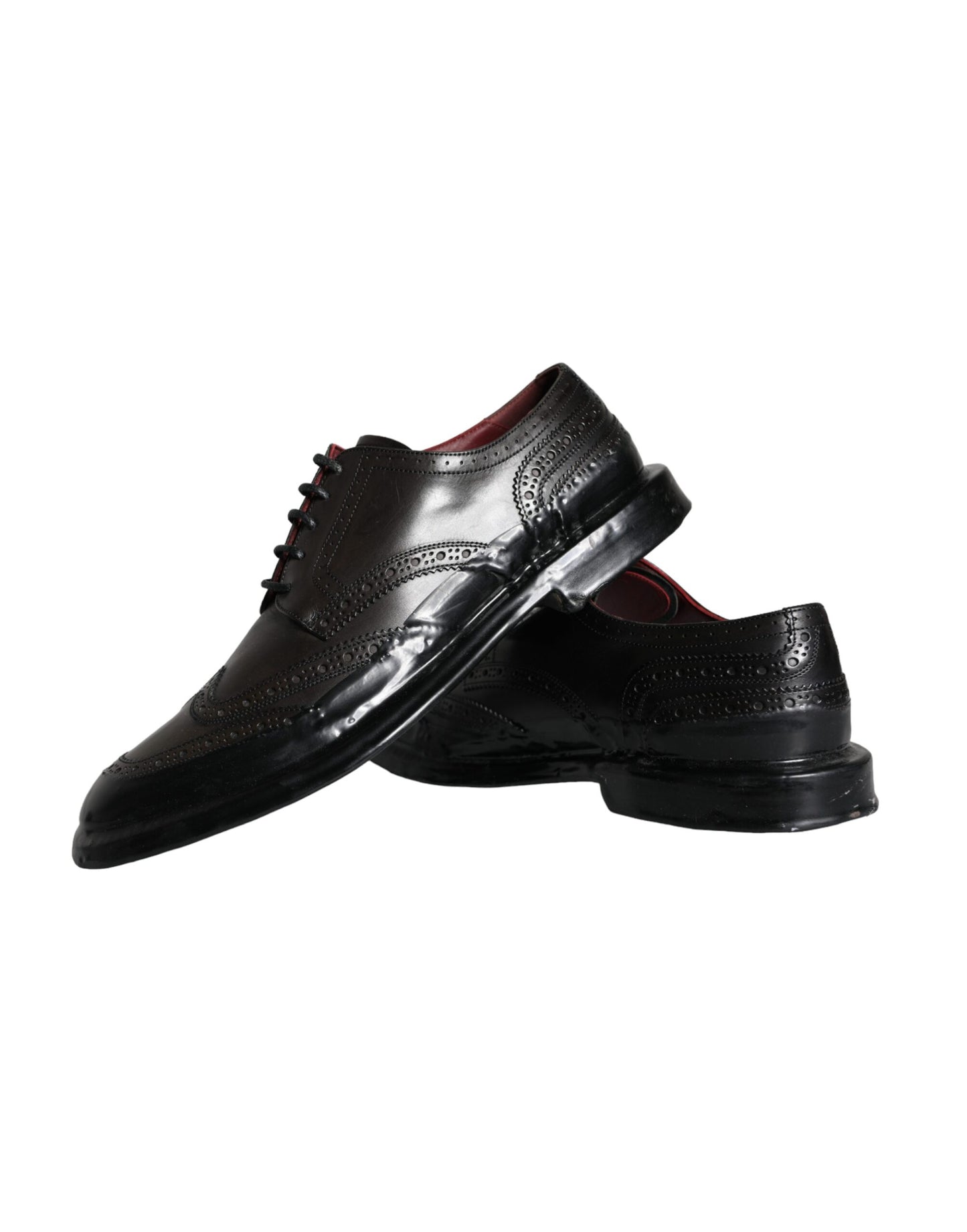 Scarpe da uomo formali Dolce & Gabbana in pelle nera Oxford con punta a coda di rondine