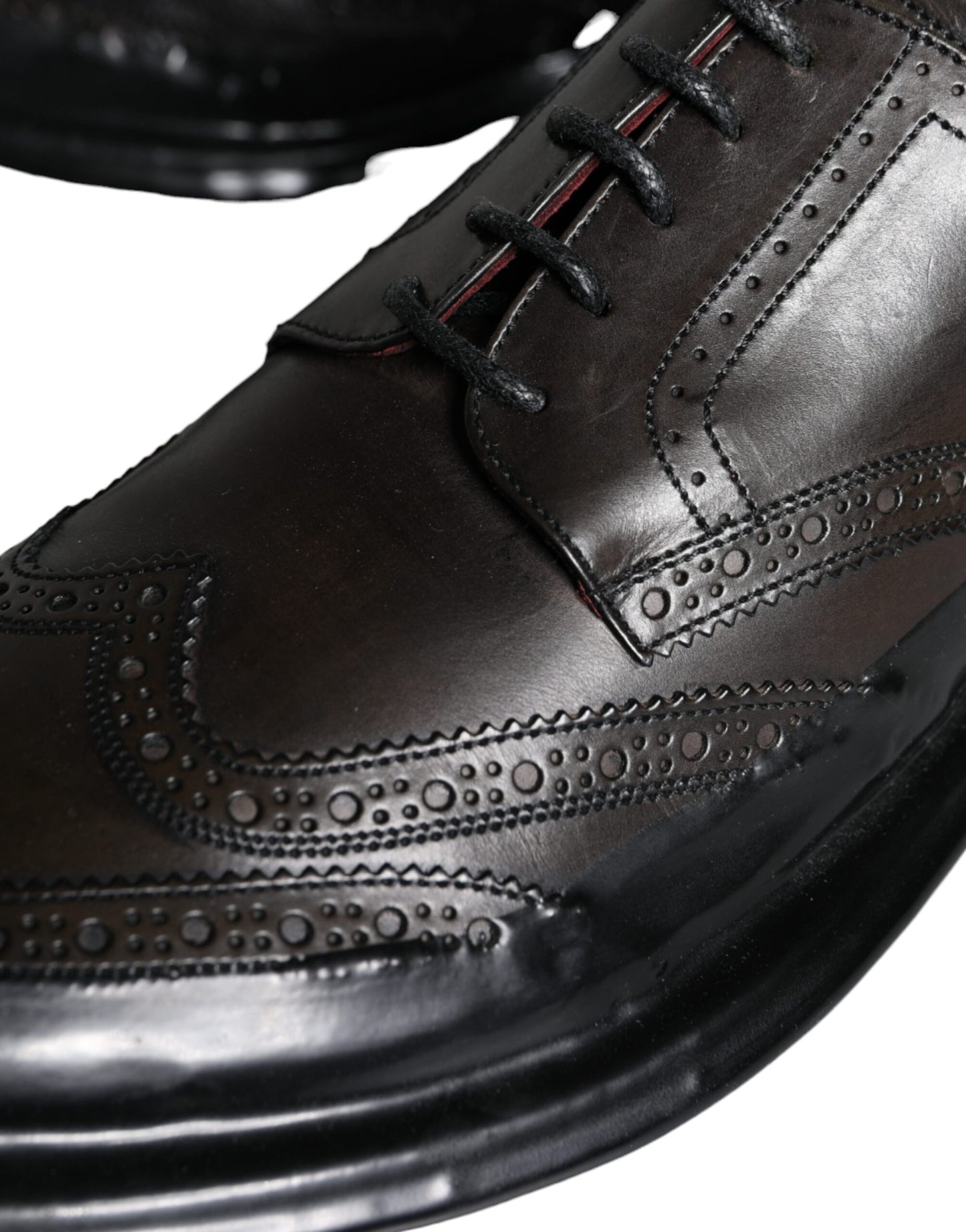 Scarpe da uomo formali Dolce & Gabbana in pelle nera Oxford con punta a coda di rondine