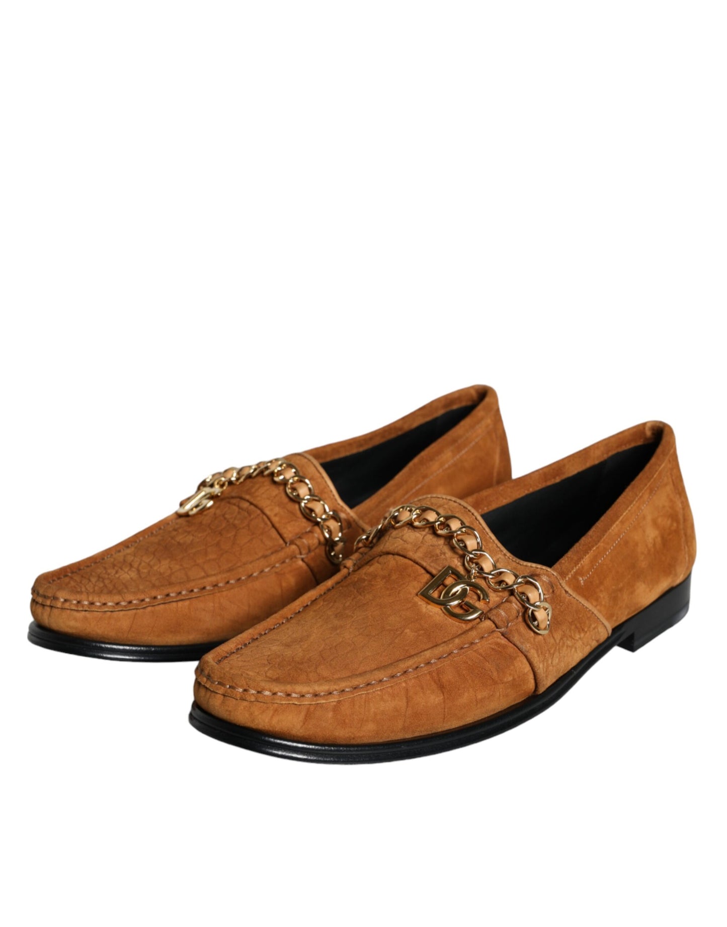 Dolce & Gabbana Mocassino Slip On in Pelle di Velluto Marrone con Logo