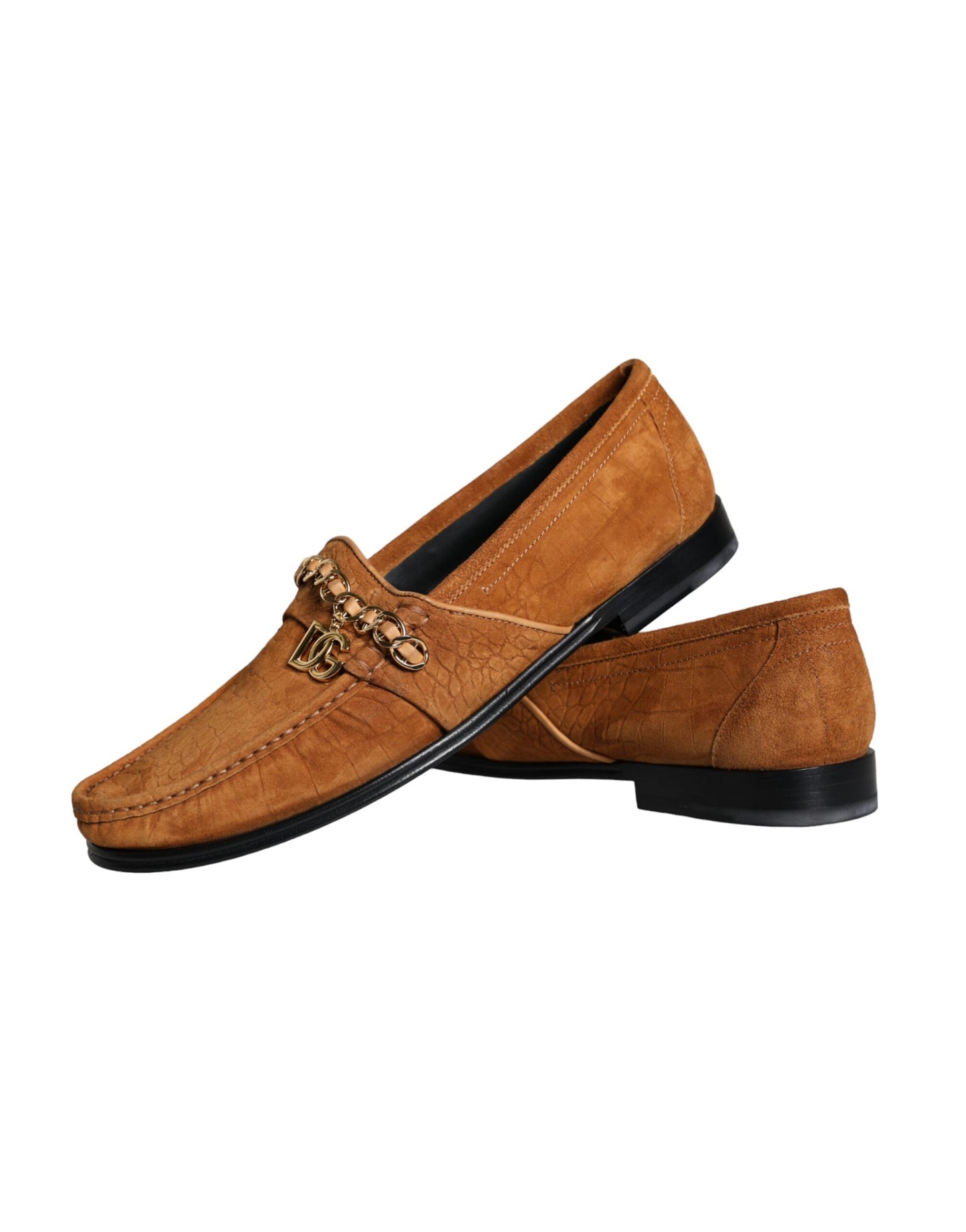 Dolce & Gabbana Mocassino Slip On in Pelle di Velluto Marrone con Logo