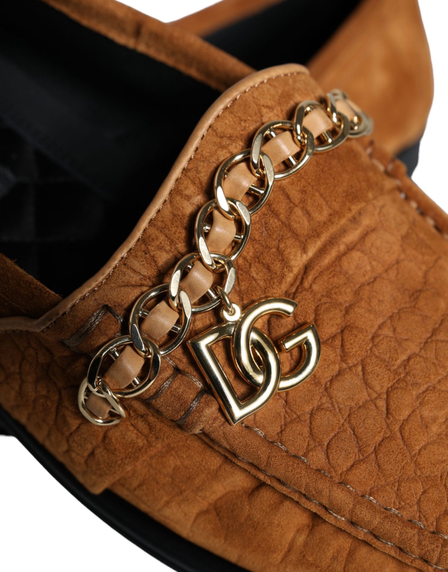 Dolce & Gabbana Mocassino Slip On in Pelle di Velluto Marrone con Logo