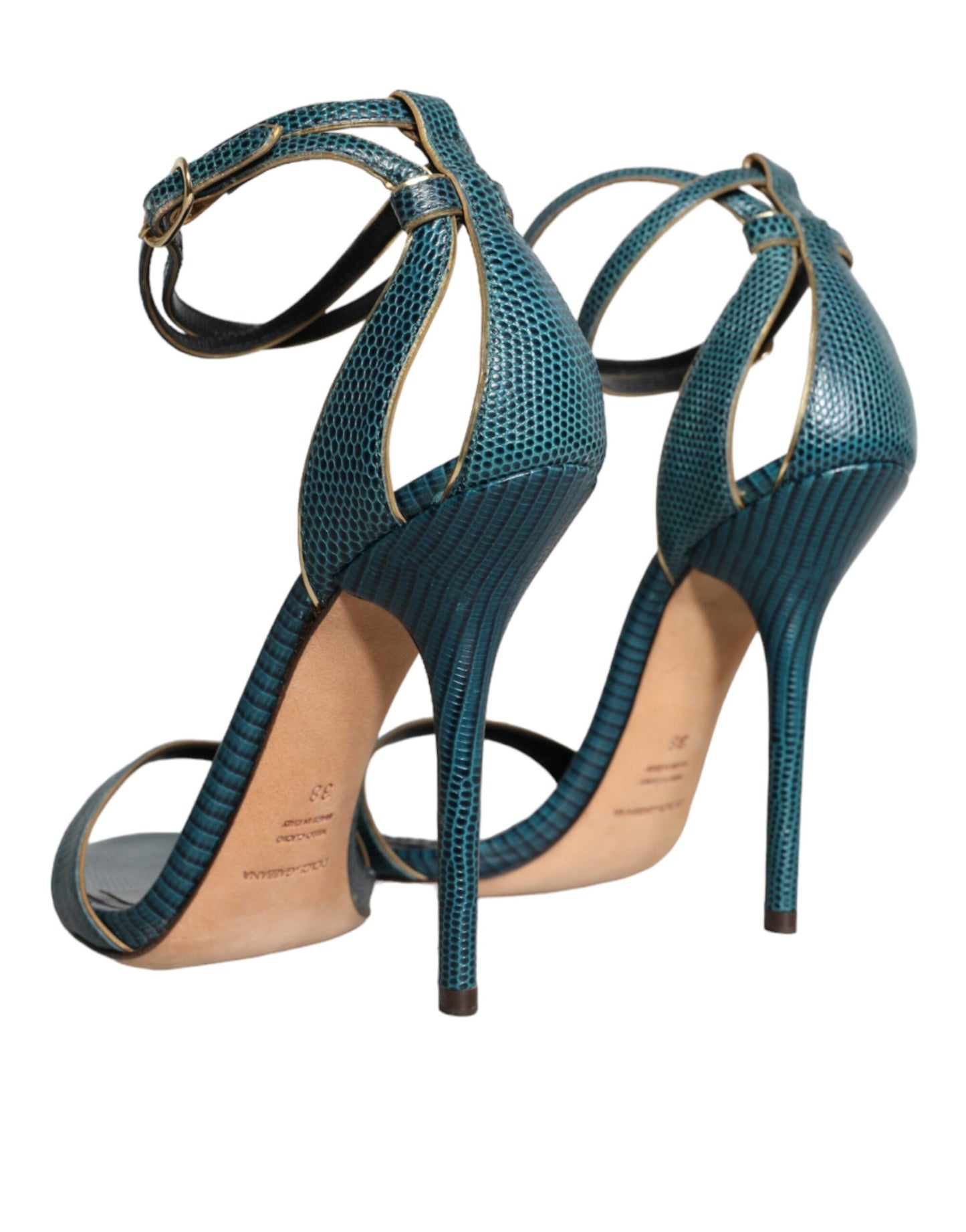 Dolce & Gabbana Sandali con Tacco in Pelle di Vitello Verde Scuro