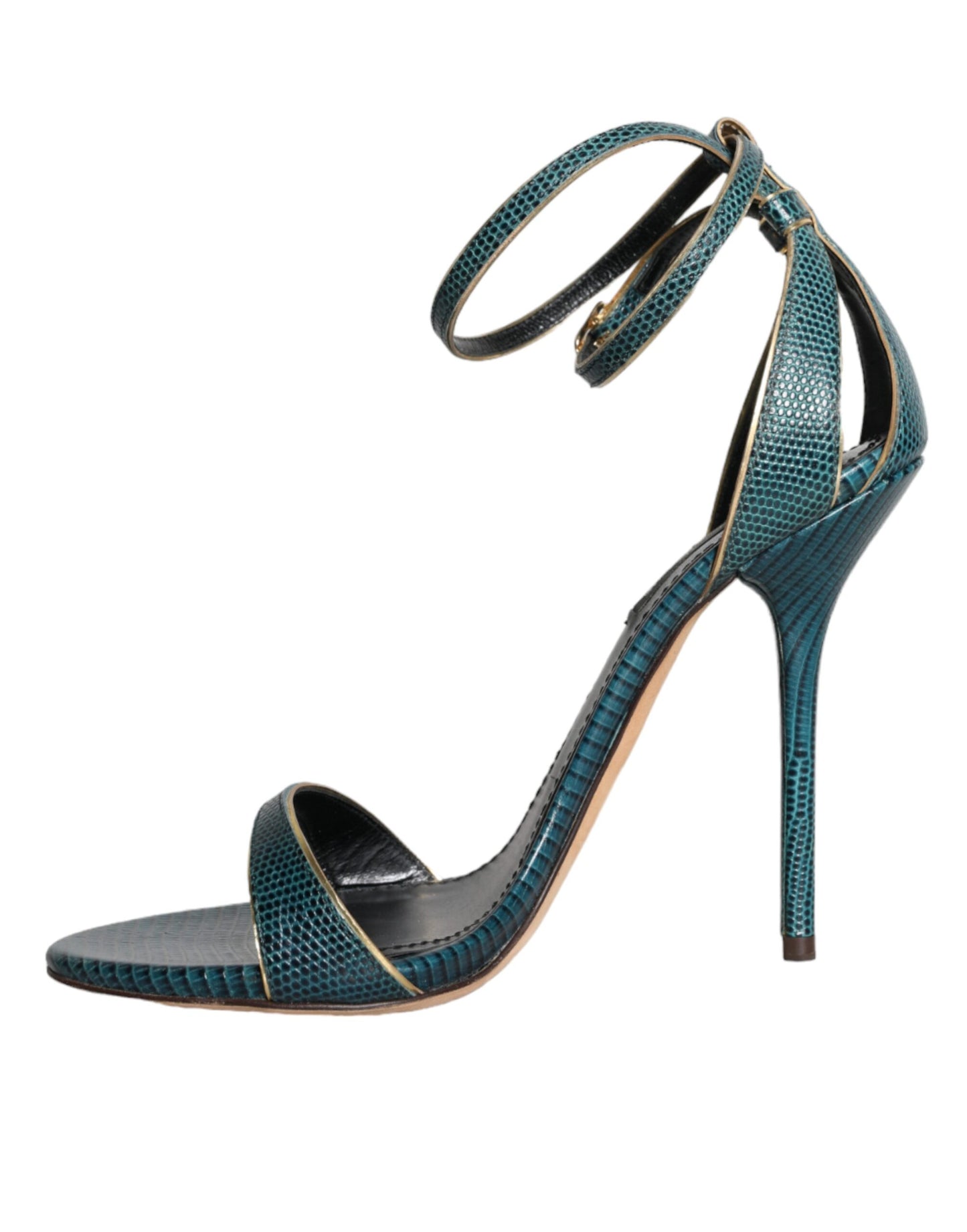 Dolce & Gabbana Sandali con Tacco in Pelle di Vitello Verde Scuro