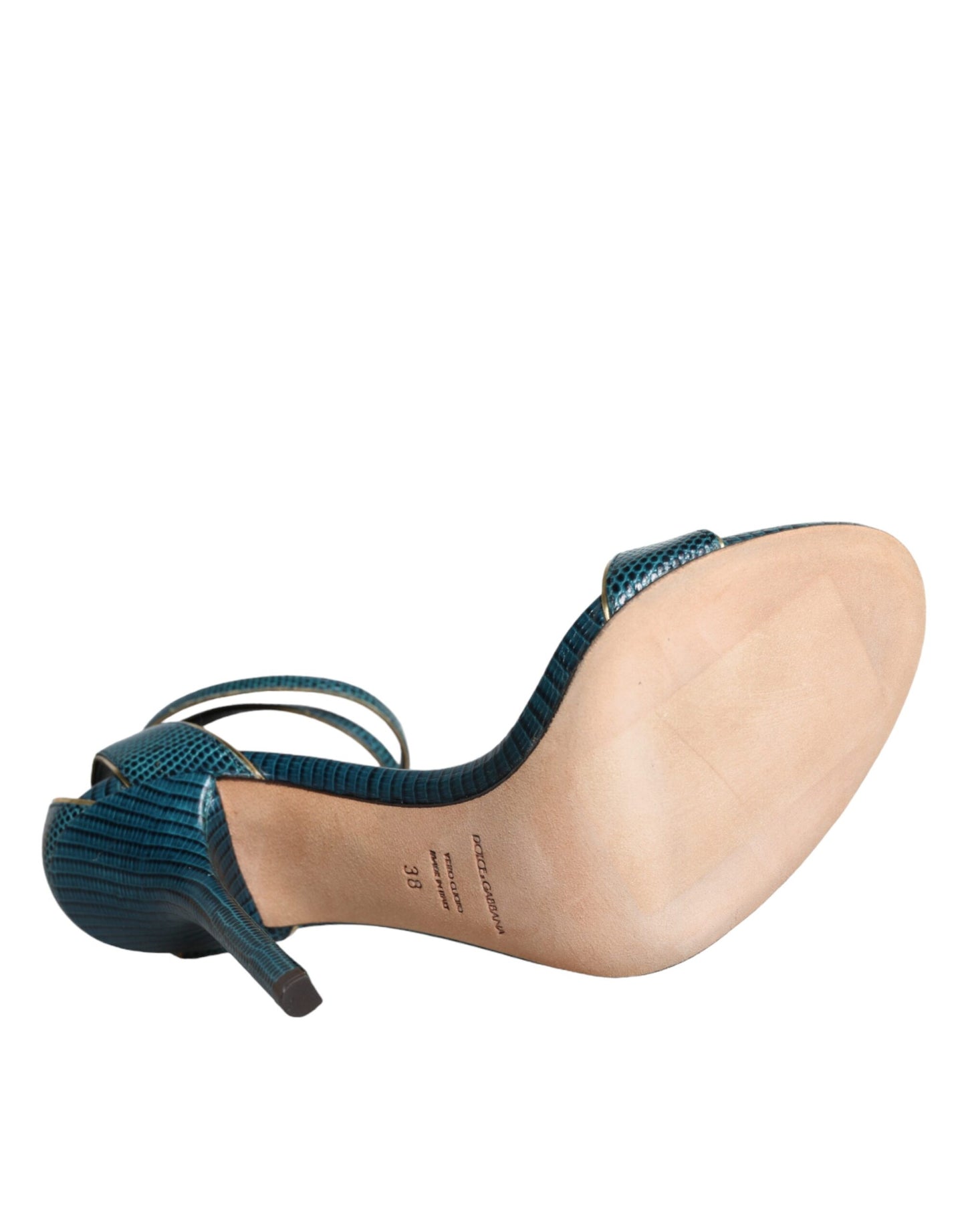 Dolce & Gabbana Sandali con Tacco in Pelle di Vitello Verde Scuro