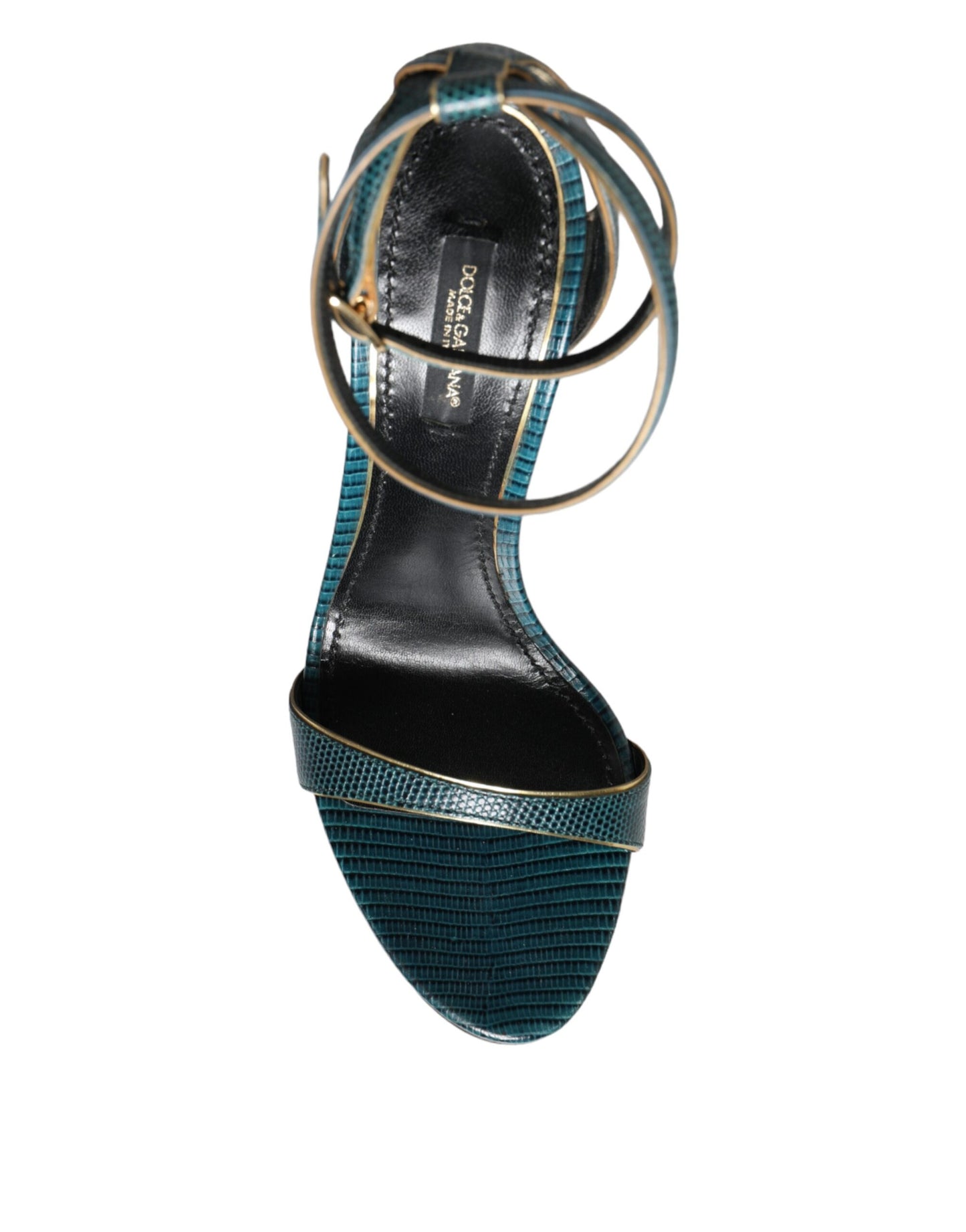 Dolce & Gabbana Sandali con Tacco in Pelle di Vitello Verde Scuro