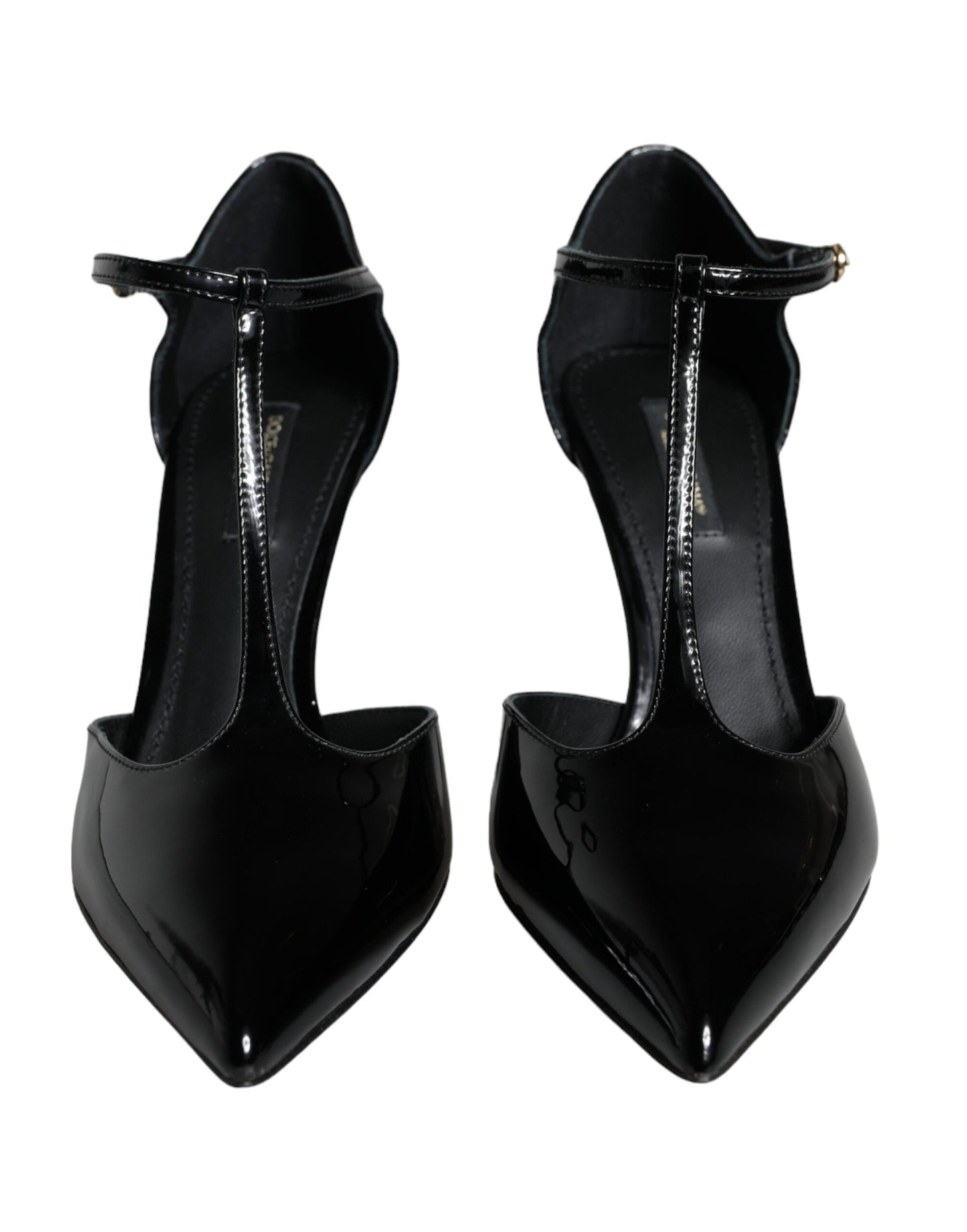 Scarpe con tacco a spillo Dolce & Gabbana in pelle nera con cinturino a T