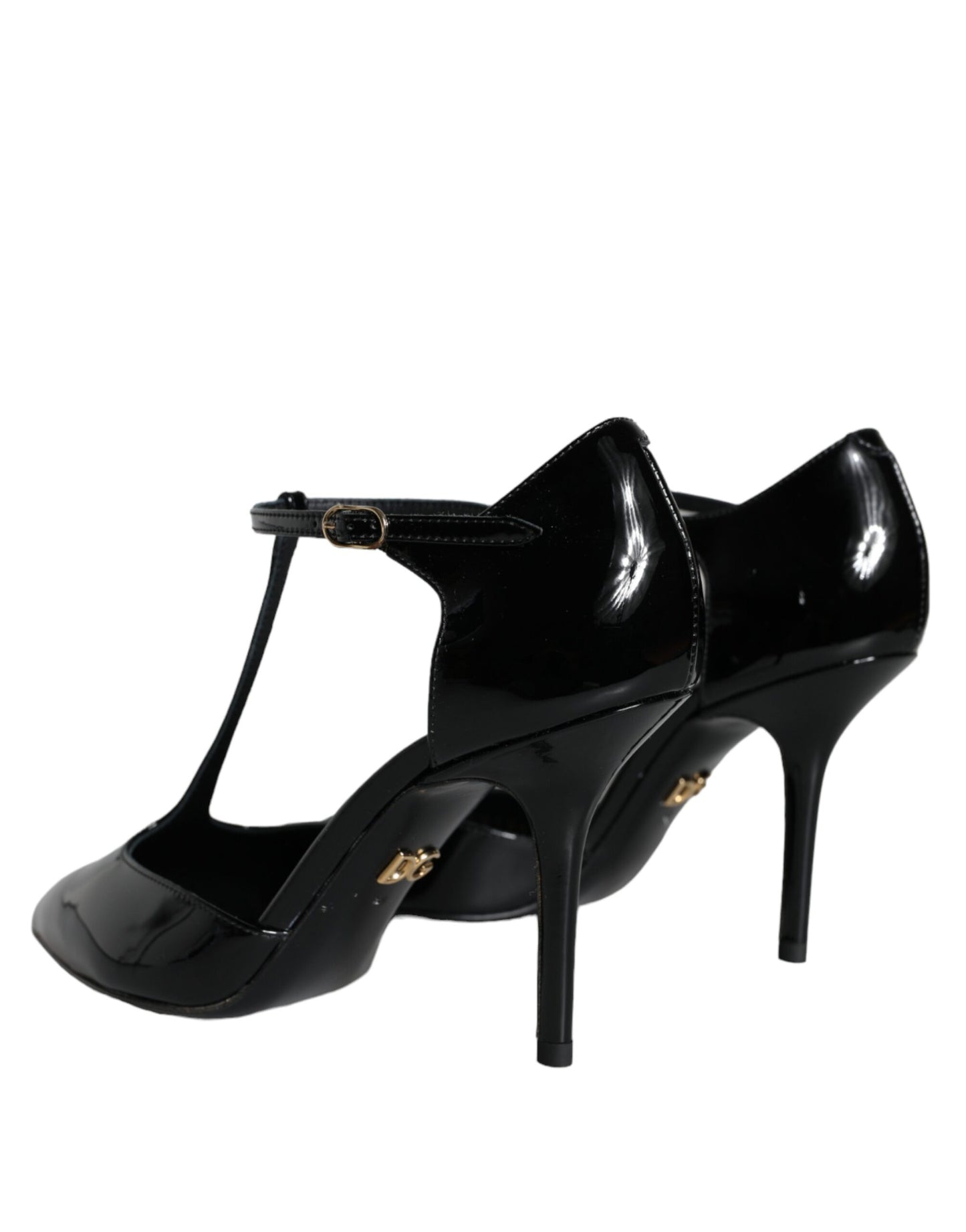 Scarpe con tacco a spillo Dolce & Gabbana in pelle nera con cinturino a T