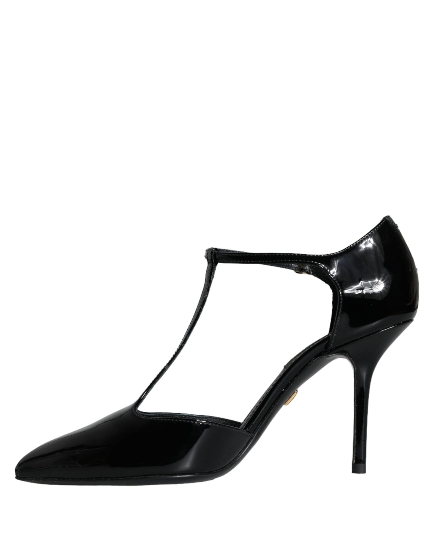 Scarpe con tacco a spillo Dolce & Gabbana in pelle nera con cinturino a T