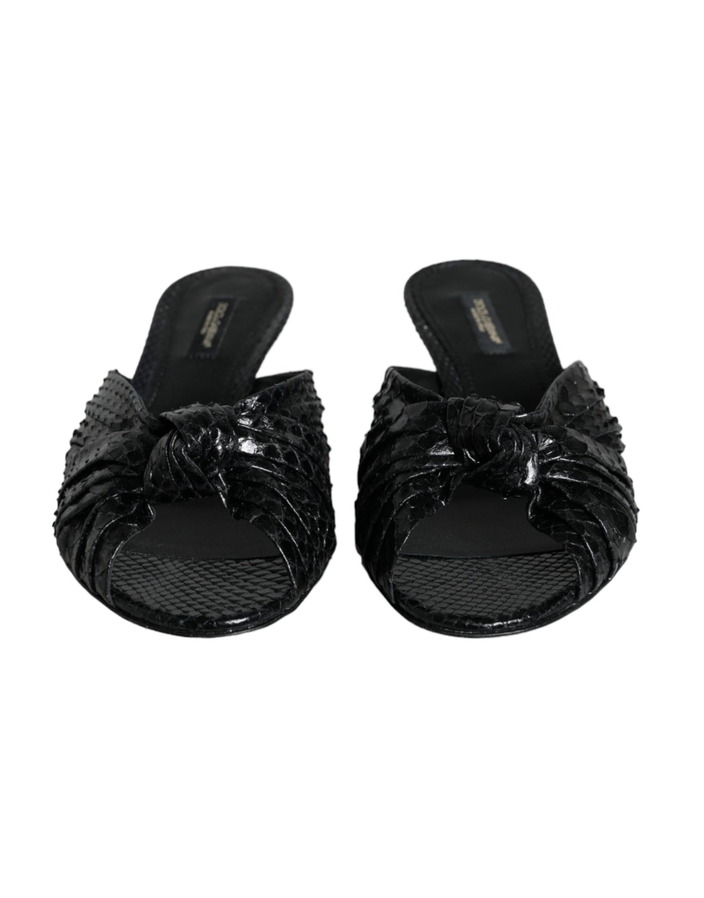 Sandali con tacco in pelle nera Dolce & Gabbana