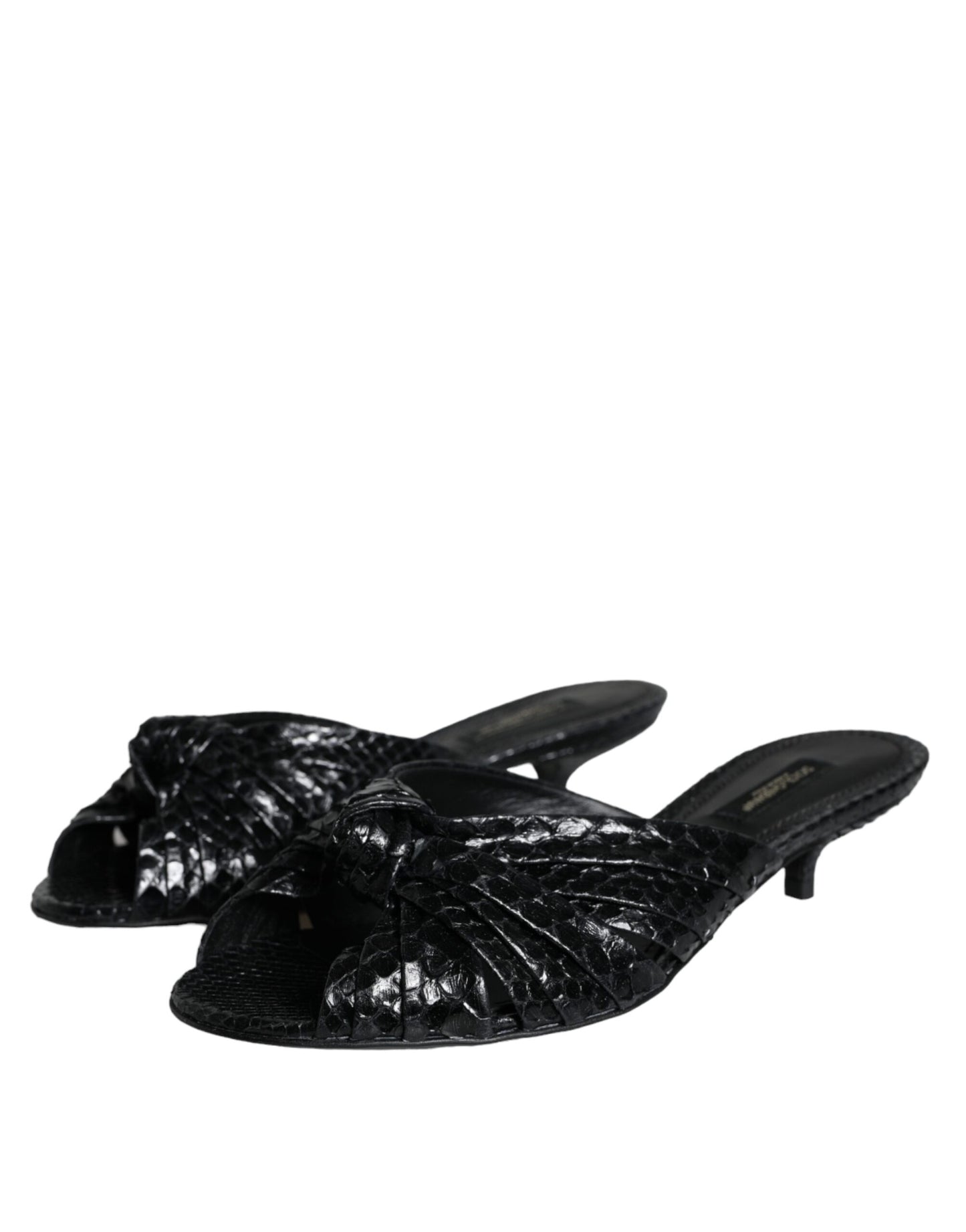 Sandali con tacco in pelle nera Dolce & Gabbana