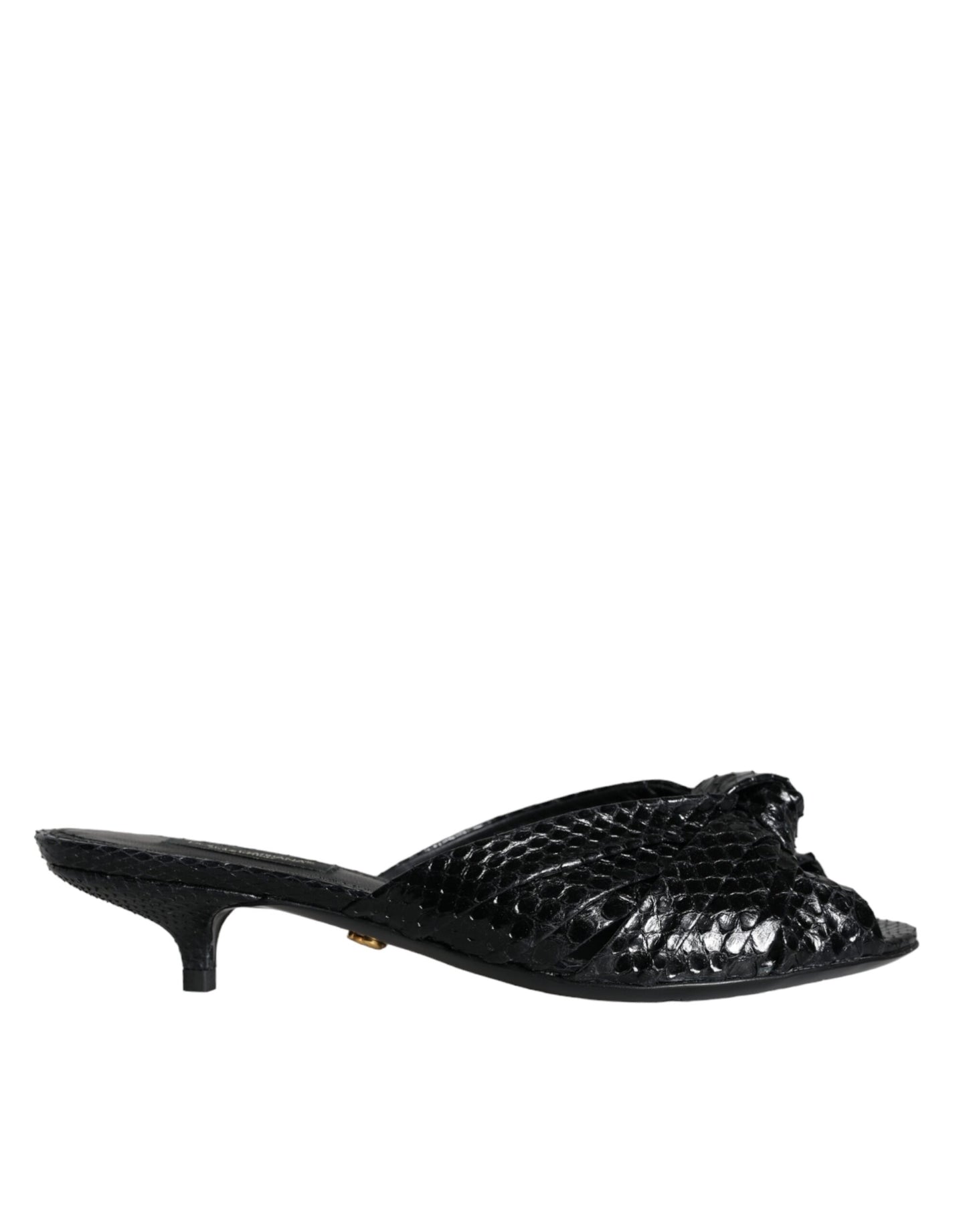 Sandali con tacco in pelle nera Dolce & Gabbana