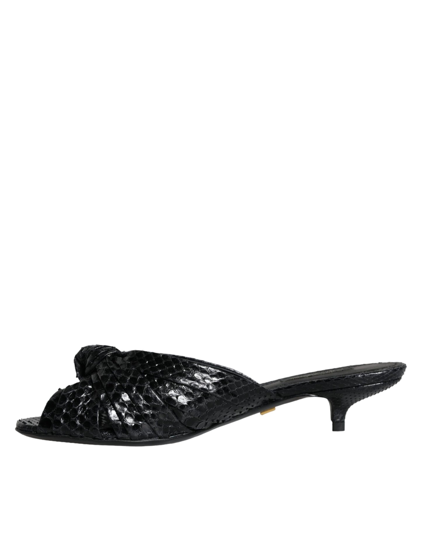 Sandali con tacco in pelle nera Dolce & Gabbana