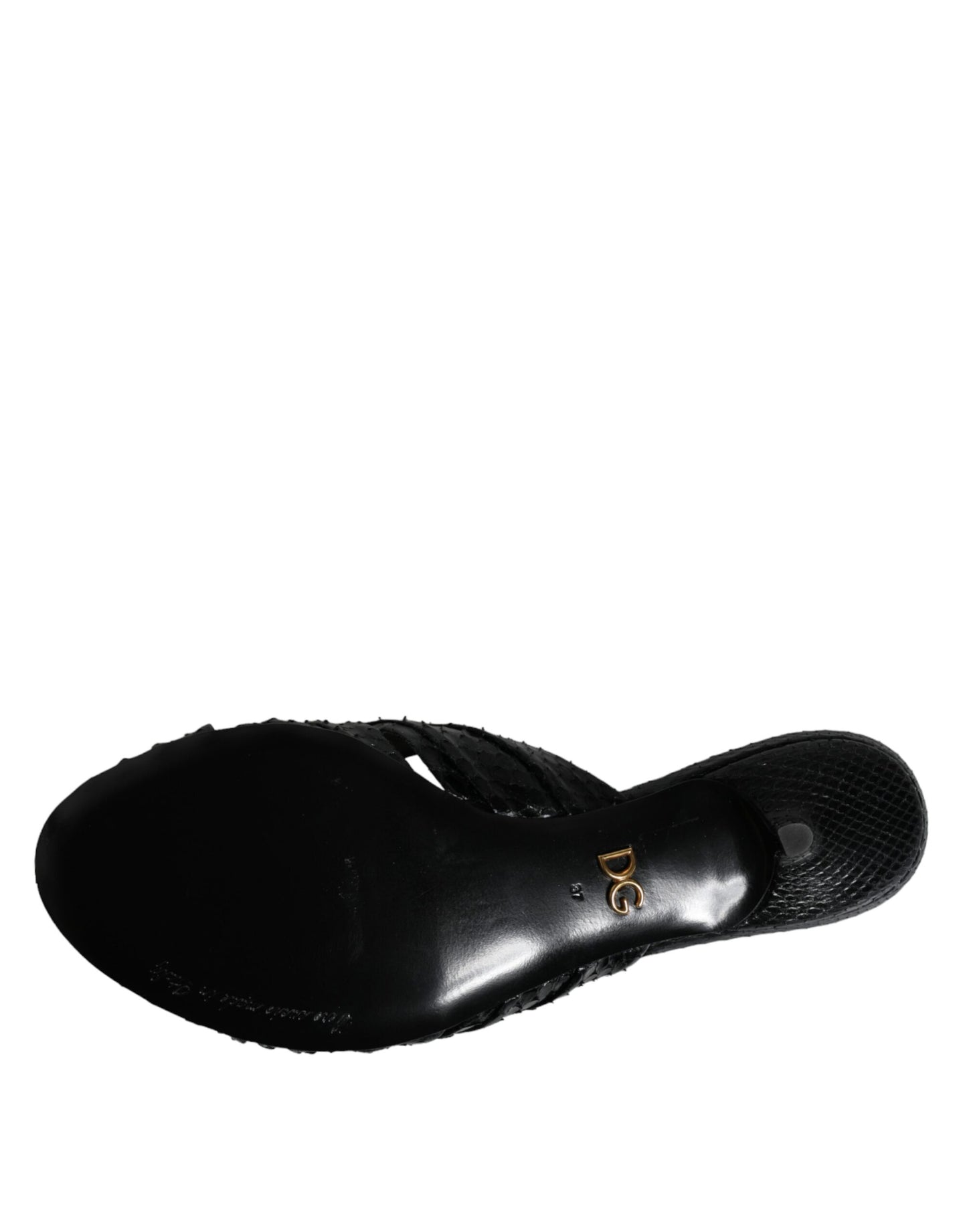 Sandali con tacco in pelle nera Dolce & Gabbana