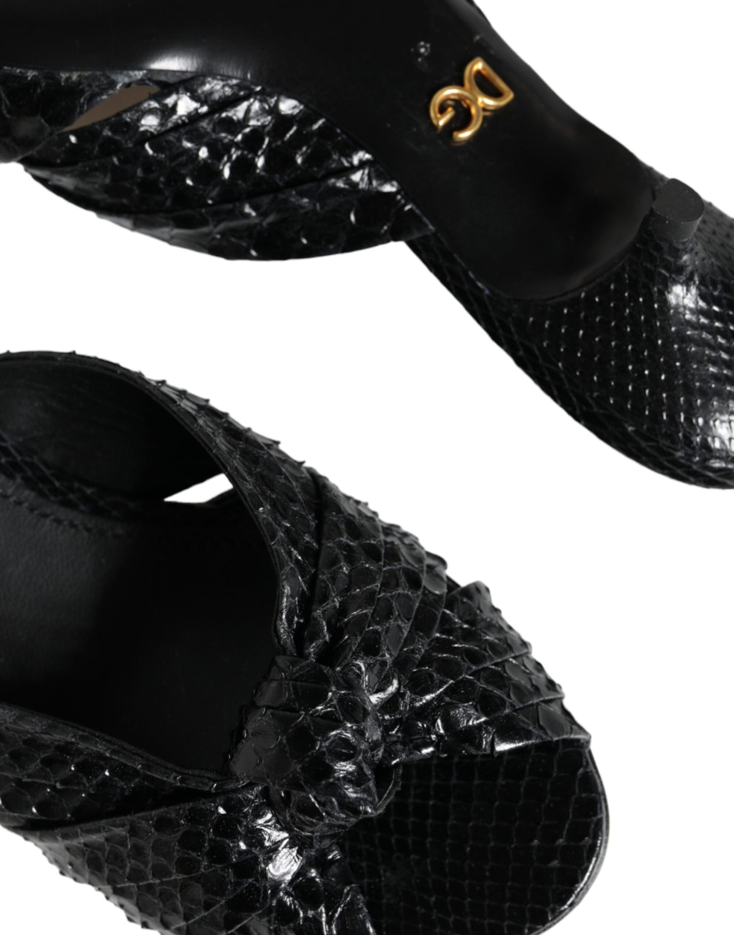 Sandali con tacco in pelle nera Dolce & Gabbana