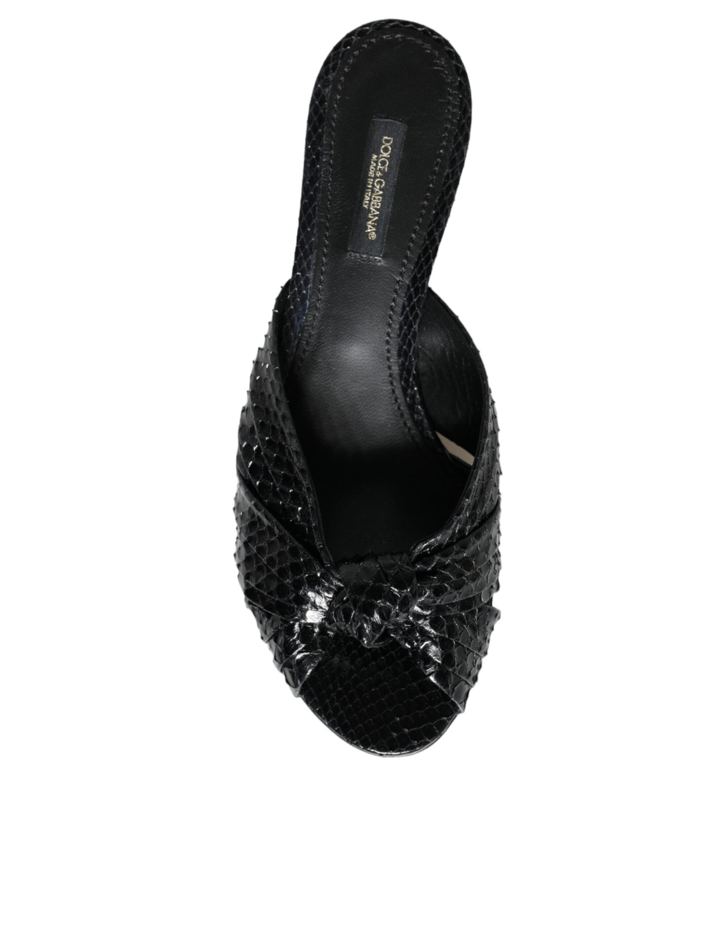 Sandali con tacco in pelle nera Dolce & Gabbana