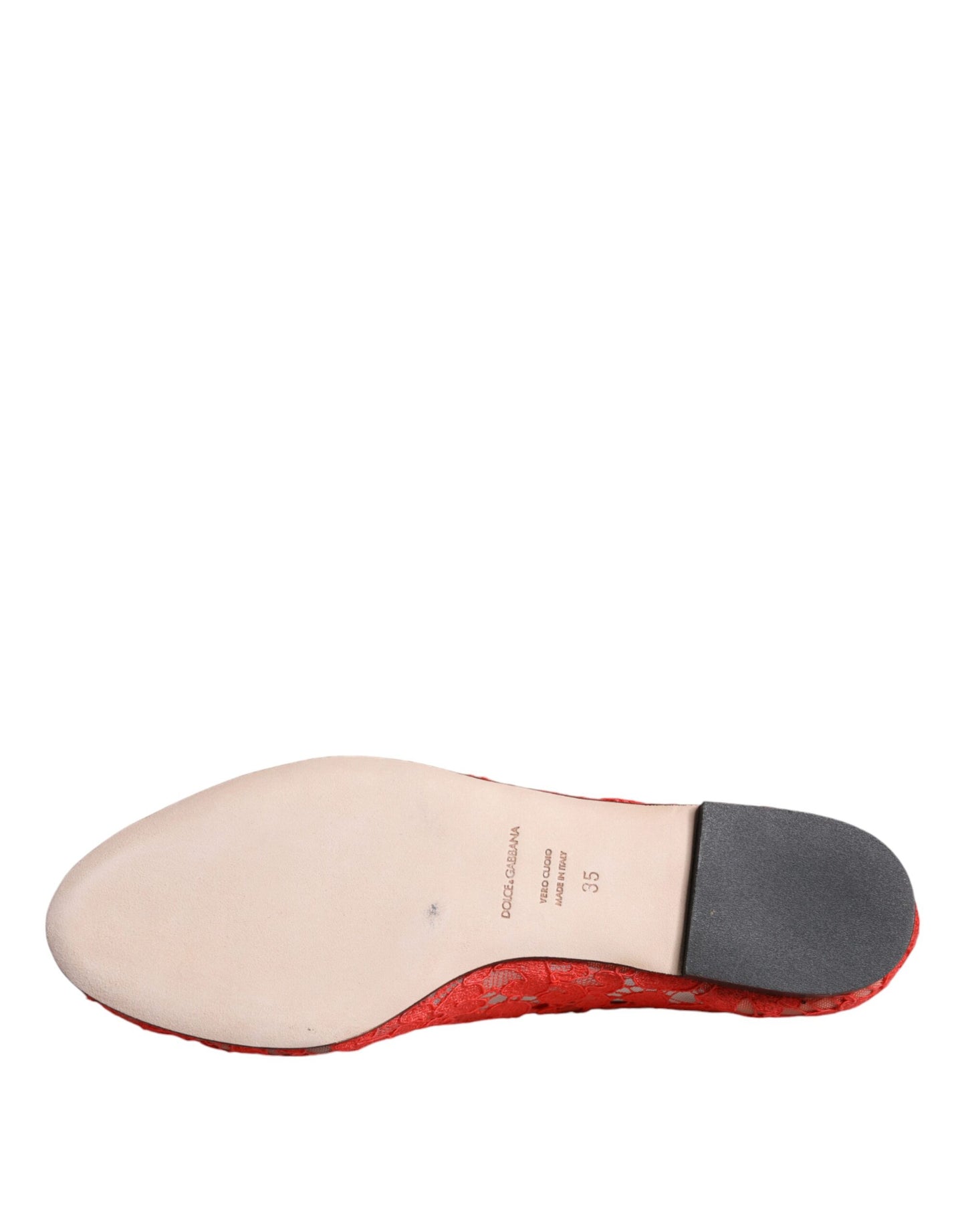Dolce & Gabbana Coral Lace Crystal Ballerine Mocassini Scarpe