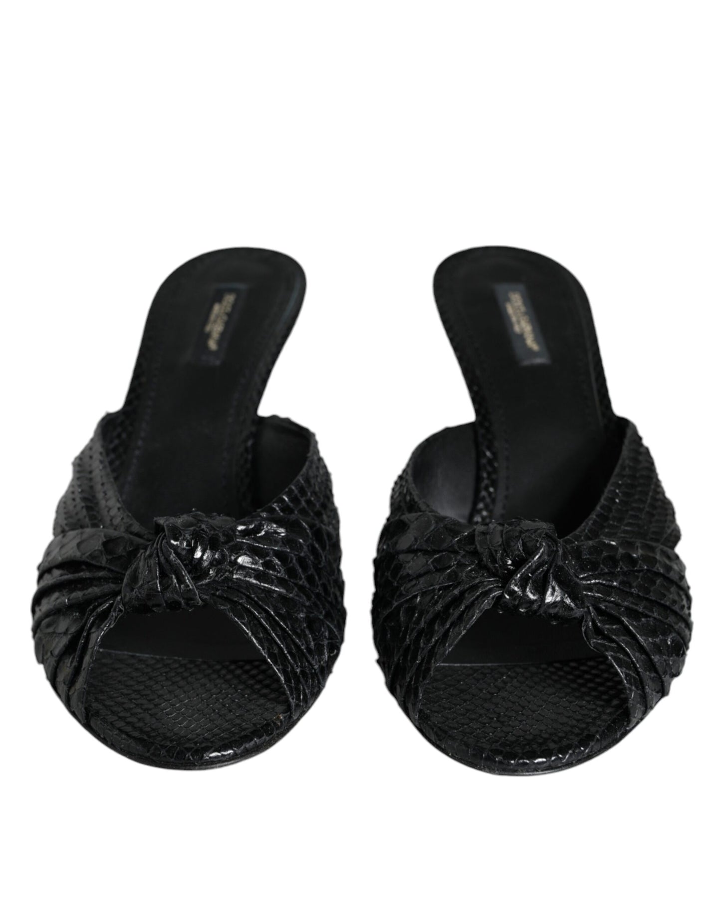 Sandali con tacco in pelle nera Dolce & Gabbana