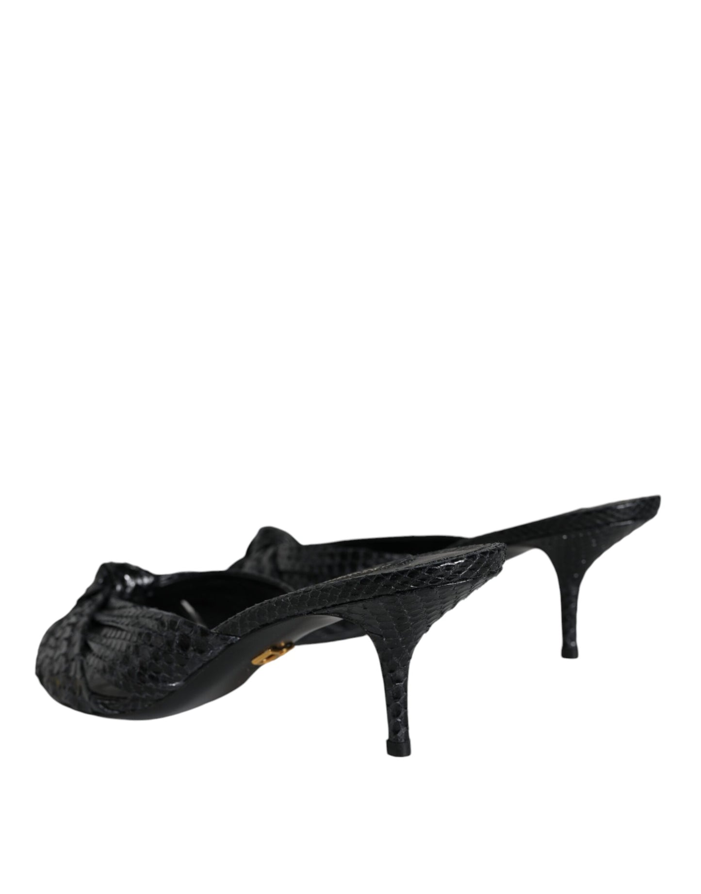 Sandali con tacco in pelle nera Dolce & Gabbana