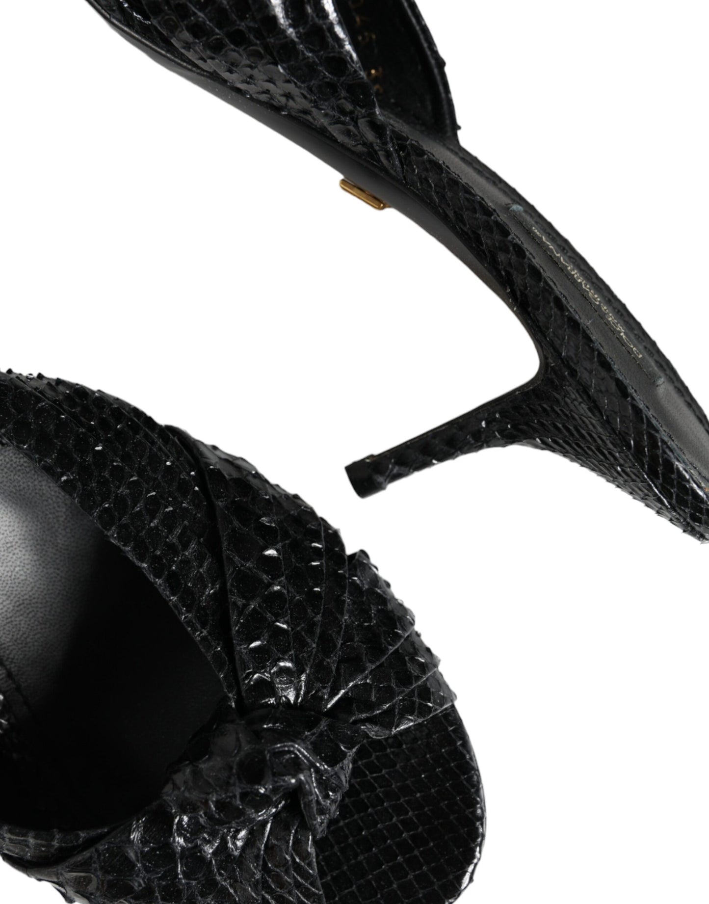 Sandali con tacco in pelle nera Dolce & Gabbana