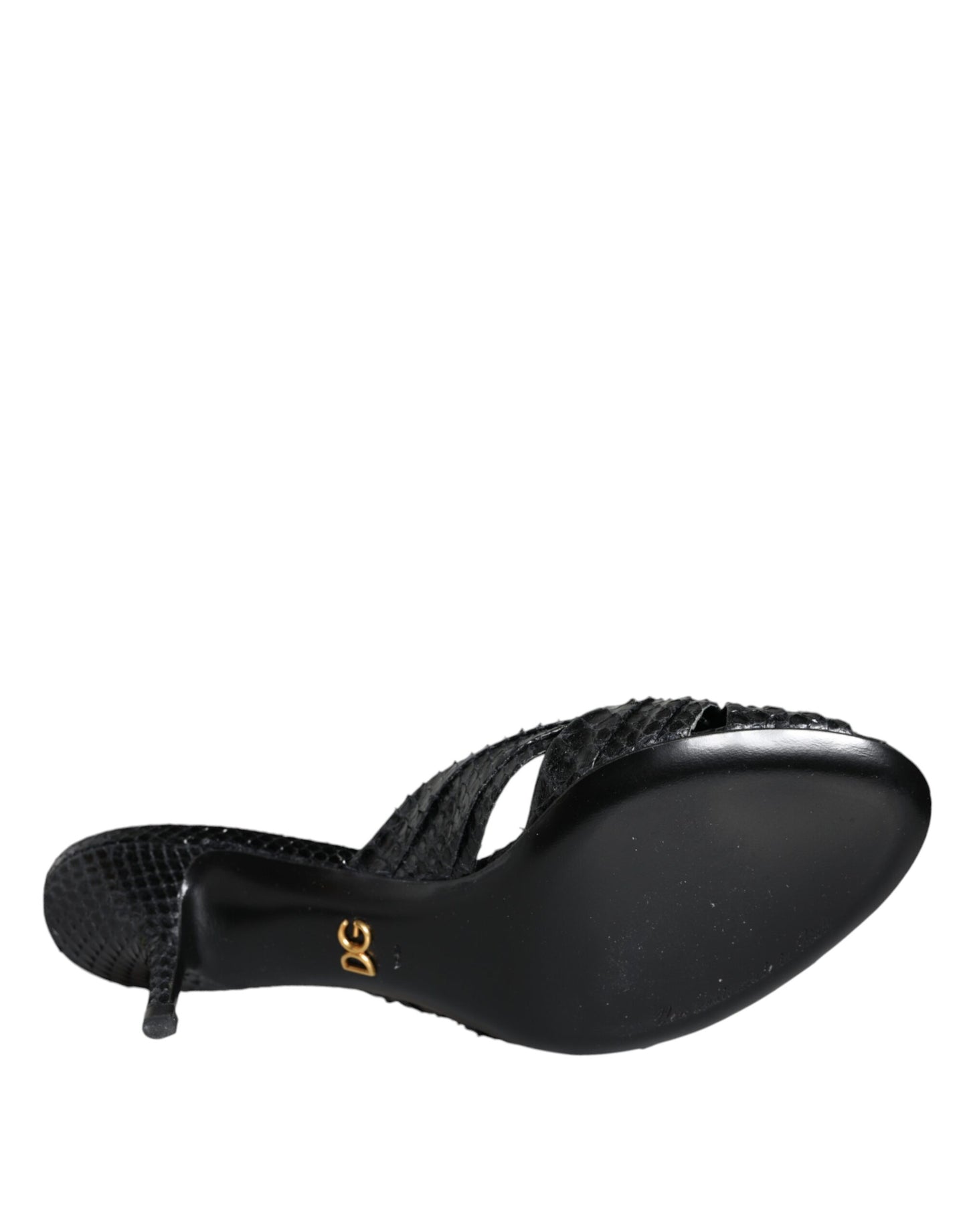 Sandali con tacco in pelle nera Dolce & Gabbana