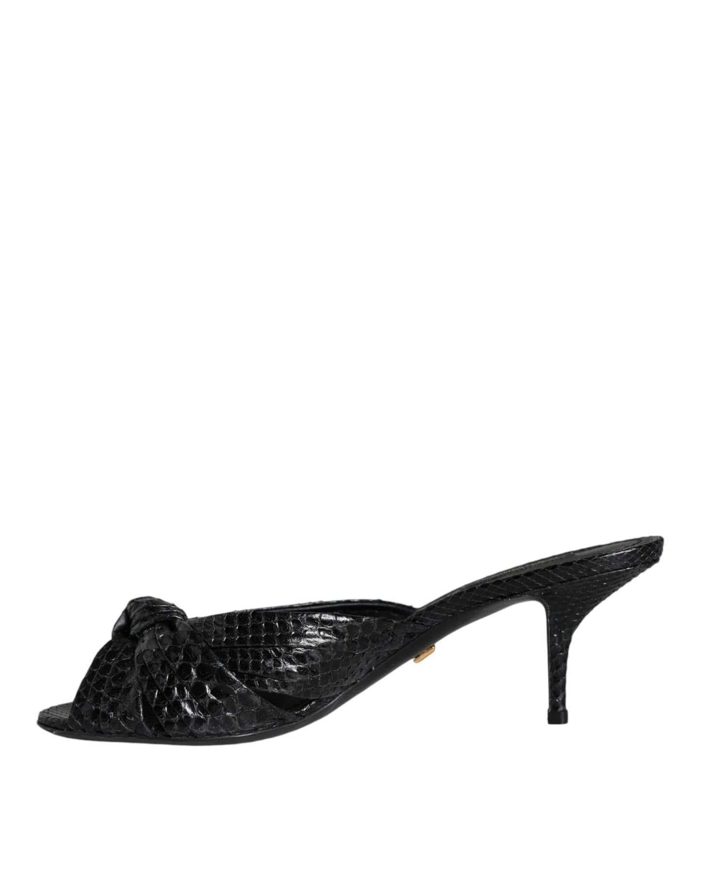 Sandali con tacco in pelle nera Dolce & Gabbana