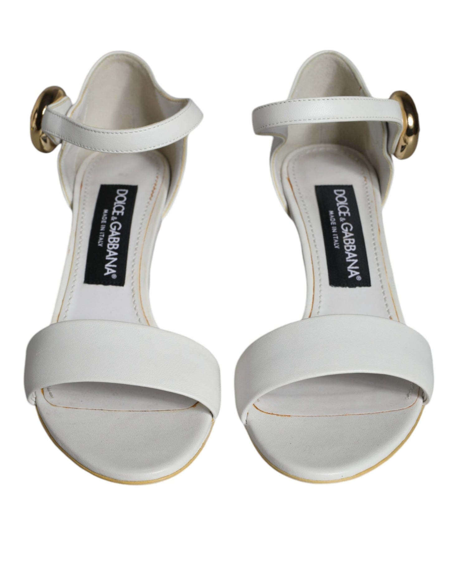 Dolce & Gabbana Sandali Keira in Pelle Bianca con Tacco Scarpe