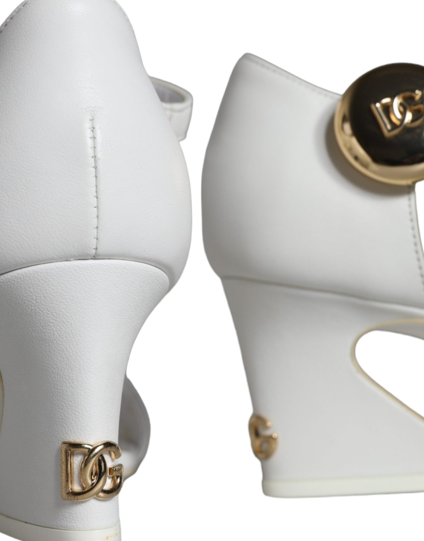 Dolce & Gabbana Sandali Keira in Pelle Bianca con Tacco Scarpe