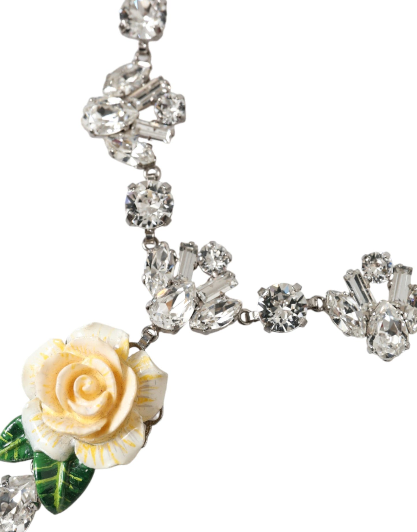 Collana con ciondolo in ottone e cristalli trasparenti Dolce & Gabbana in argento e rose