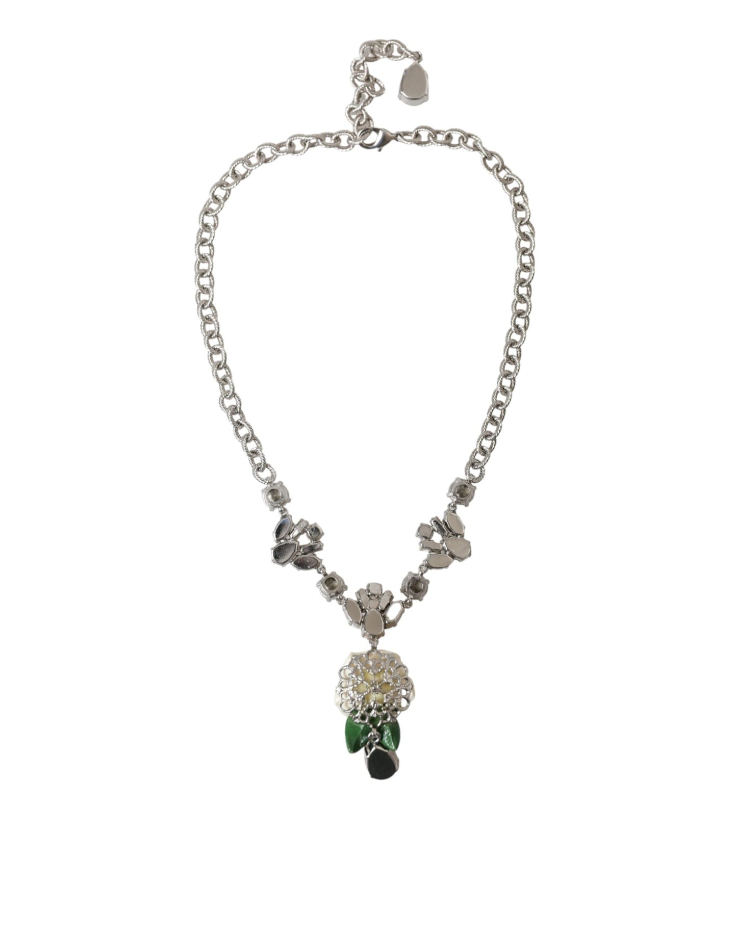 Collana con ciondolo in ottone e cristalli trasparenti Dolce & Gabbana in argento e rose