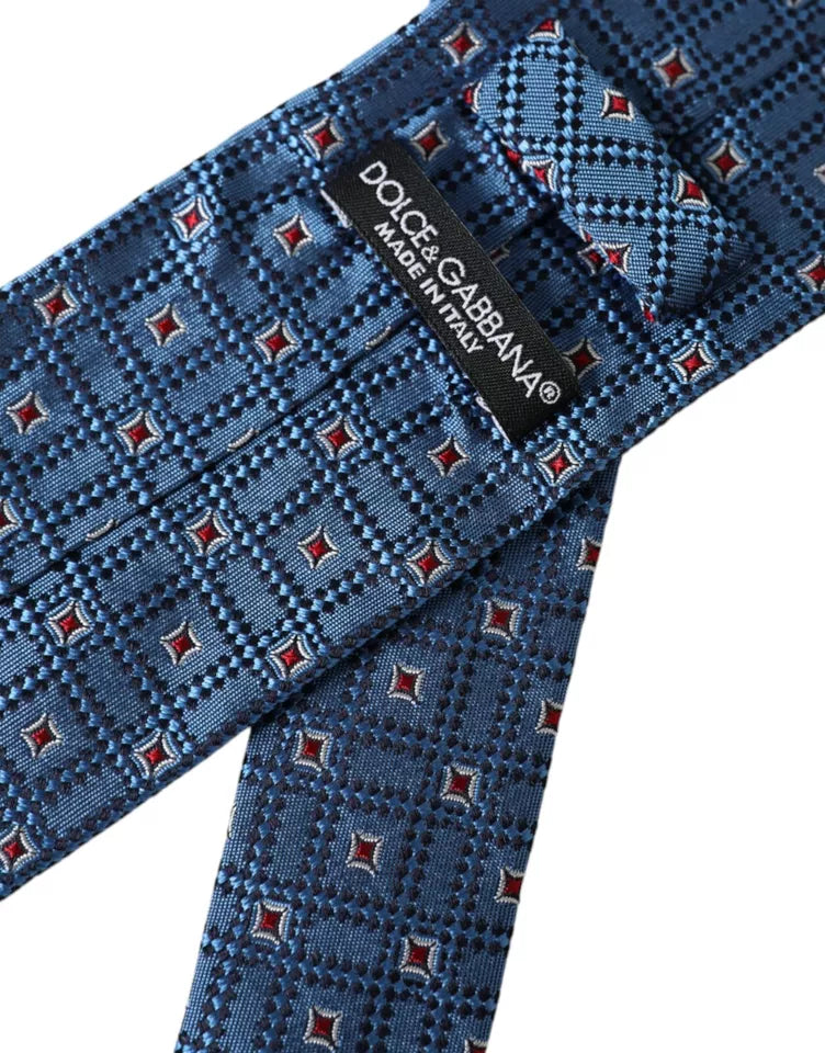 Cravatta regolabile da uomo in seta 100% con fantasia blu Dolce & Gabbana
