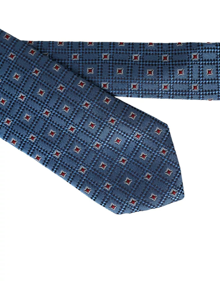 Cravatta regolabile da uomo in seta 100% con fantasia blu Dolce & Gabbana