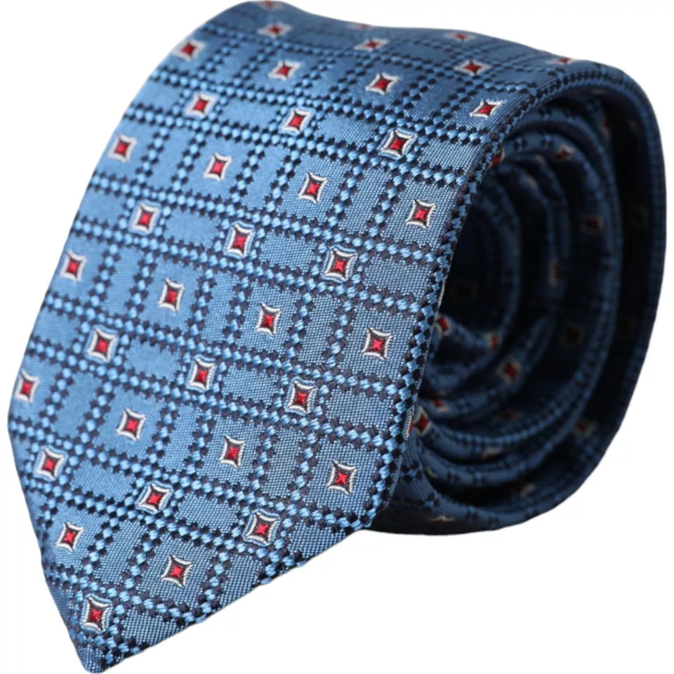 Cravatta regolabile da uomo in seta 100% con fantasia blu Dolce & Gabbana