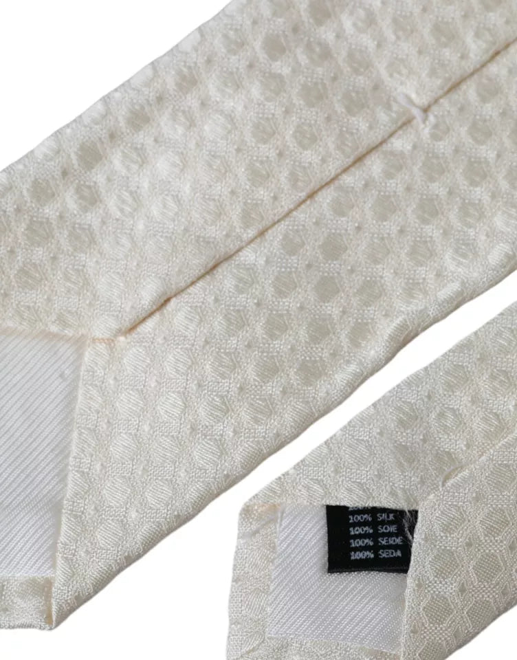 Cravatta regolabile in seta Dolce & Gabbana Off White da uomo